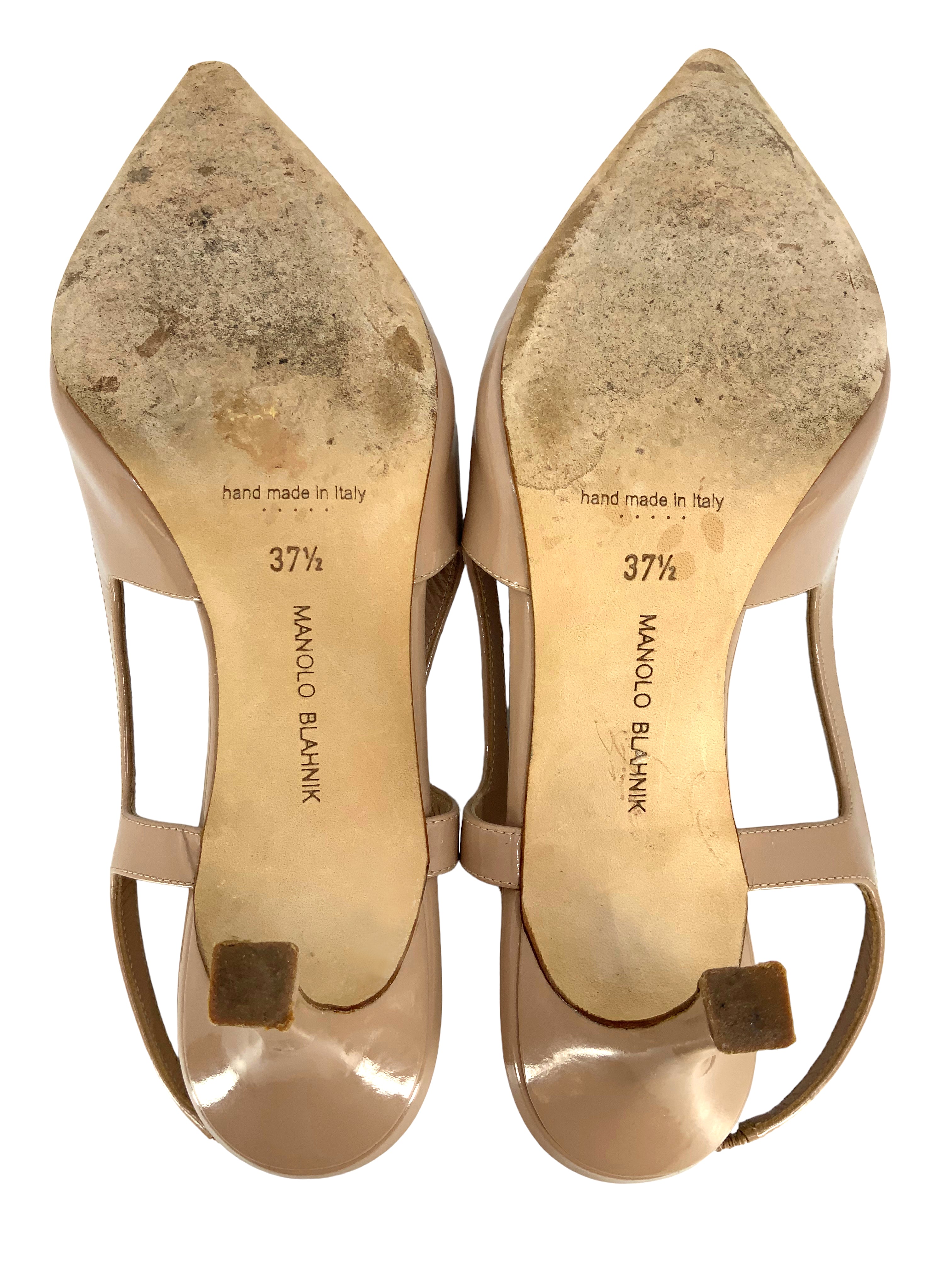 Manolo Blahnik Bretto Patent Leather Slingback Pumps - Women's Size 7.5 (US) | Elegant High Heel Dress Shoes for Wedding, Party & Evening Events