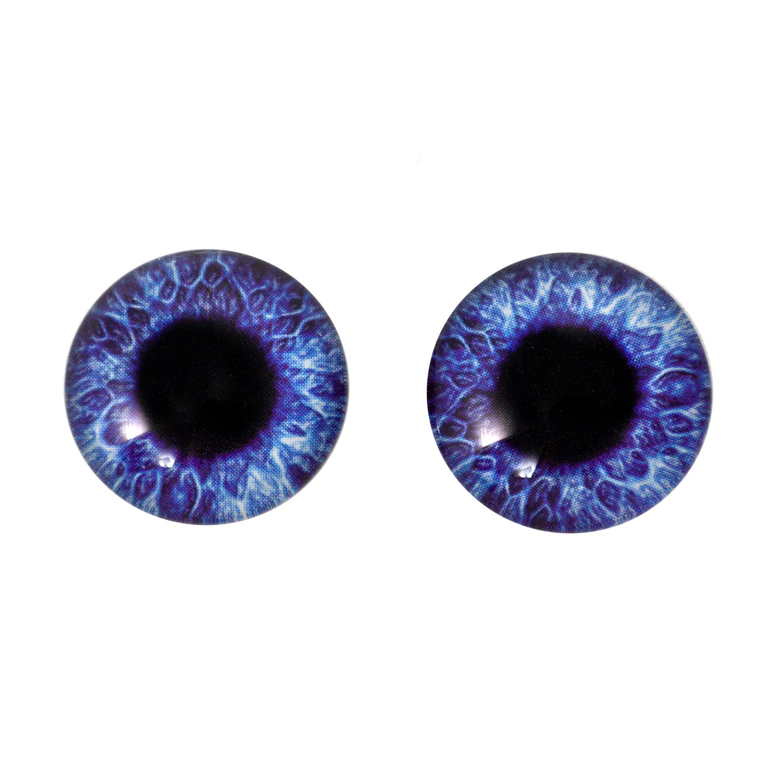 20mm Round Blue Violet Glass Eyes for Human Dolls - Polymer Clay, Taxidermy & Jewelry Making Supplies (Set of 2) - Perfect for Art Dolls, Sculptures and DIY Craft Projects