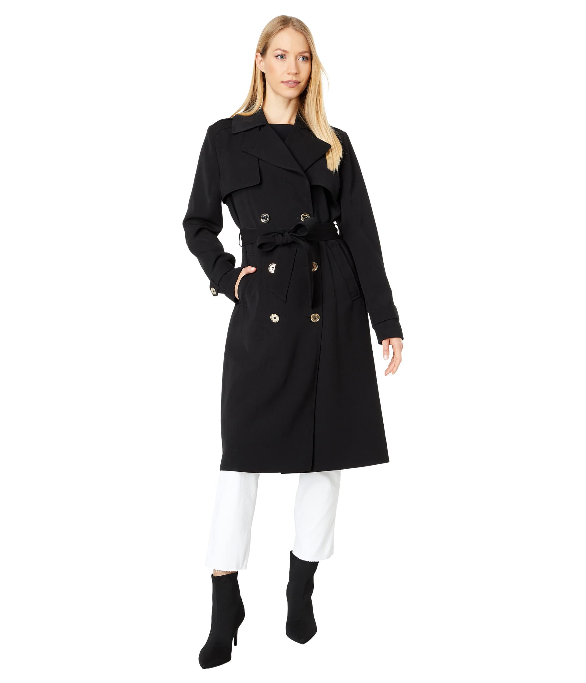 Michael Kors Women's Wrap Trench Duster Coat - M723271A74 | Classic Long Water-Resistant Outerwear for Fall & Winter | Perfect for Office, Travel & Formal Occasions