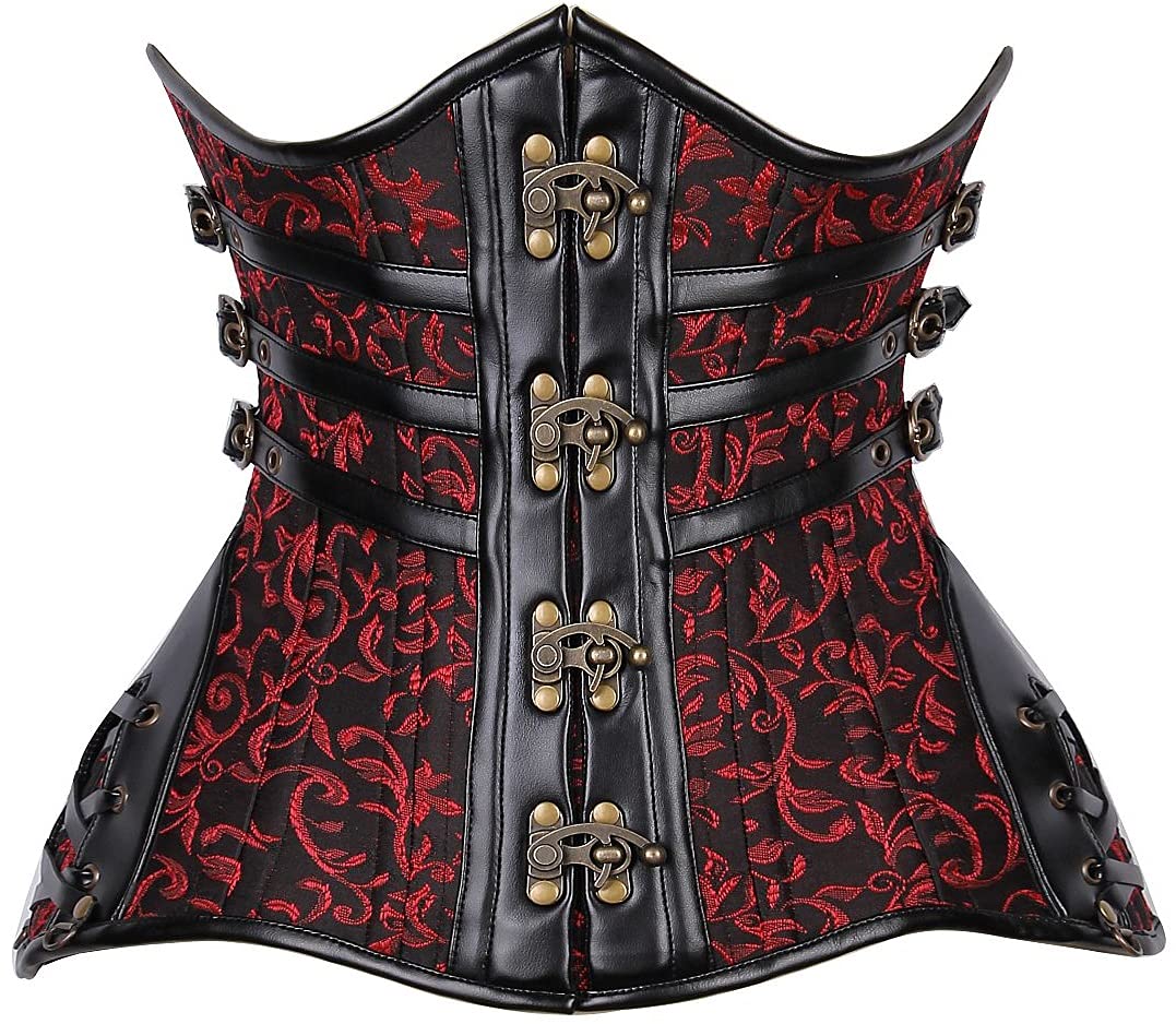 Steampunk Under Bust Corset for Women - Double Steel Boned Waist Trainer, Plus Size & Curvy Fit - Perfect for Cosplay, Burlesque, and Gothic Fashion