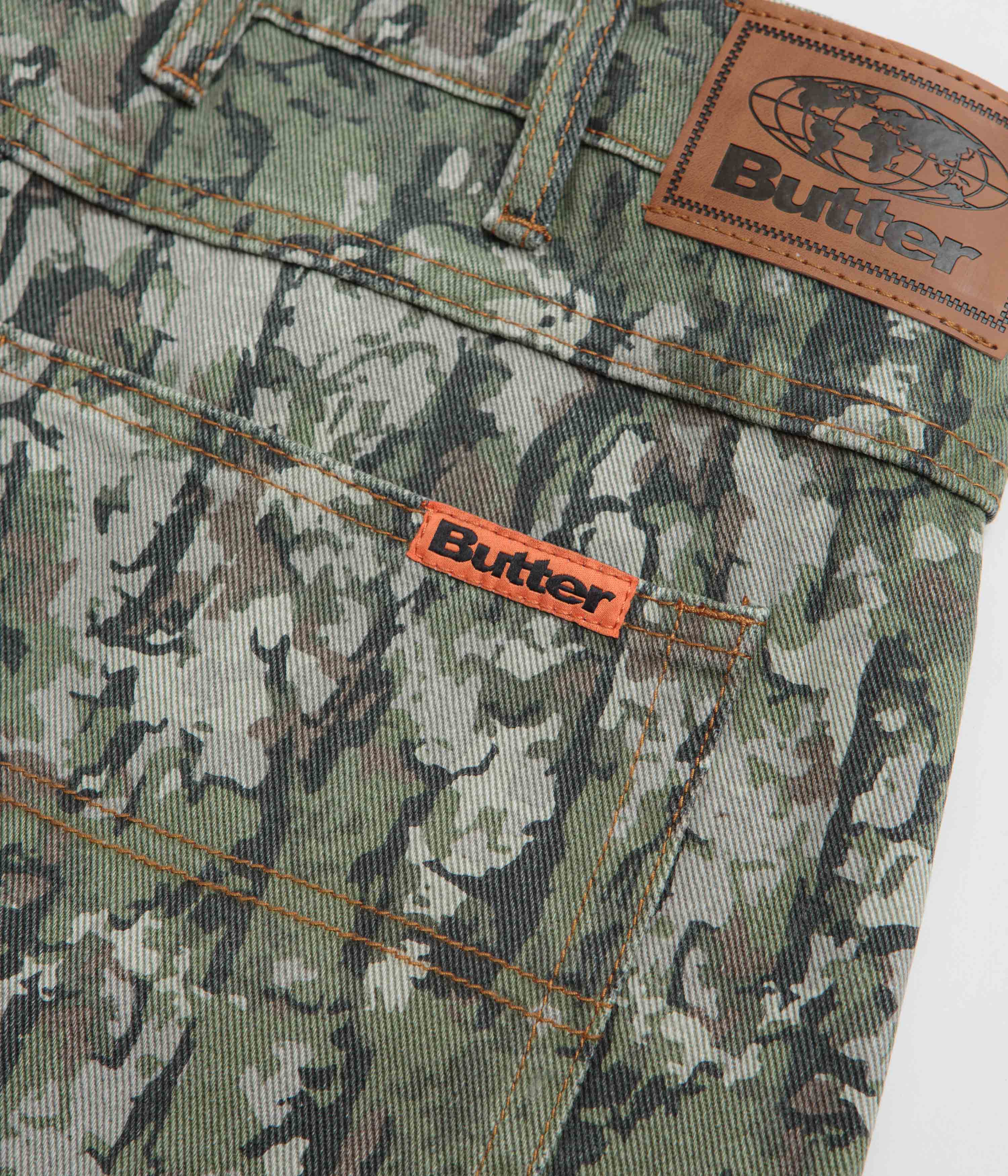 Butter Goods Bark Camo Jeans - Army Green Camouflage Denim Pants for Men | Streetwear Fashion & Outdoor Adventures