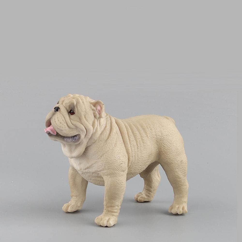 Realistic Resin Bulldog & Shar Pei Figurine - Solid Plastic Animal Model, Black & White Dog Toy for Home & Office Decoration | Perfect for Pet Lovers, Collectors & Interior Design