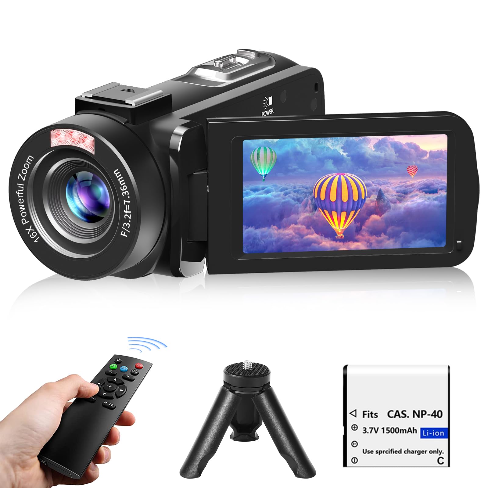 4K Video Camera, 30MP Full HD 1080P Camcorder with 18X Digital Zoom & Night Vision - YouTube Vlogging Camera with 3.0