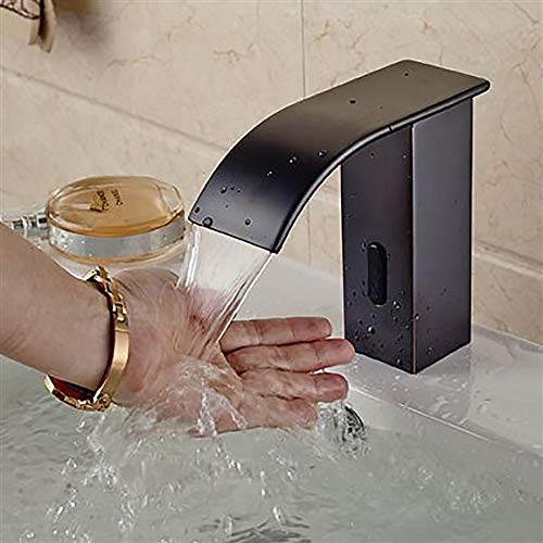 BathSelect Victorian Deck Mount Waterfall Commercial Electronic Motion Sensor Touchless Faucet - BS-BAH2635 Oil Rubbed Bronze (Hot & Cold Mixer) for Restaurants, Hotels & Public Restrooms