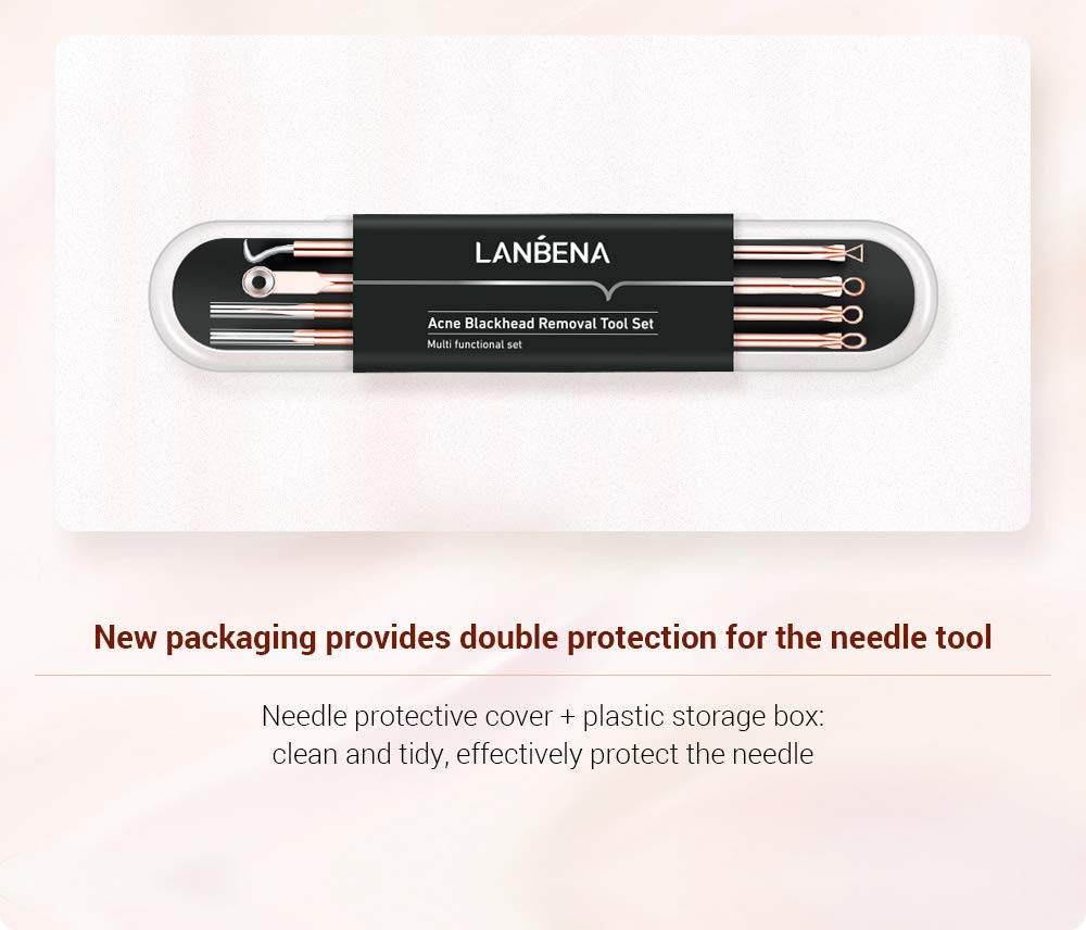Professional 4-Piece Blackhead & Whitehead Remover Kit - Acne Pimple Extractor Tools Set with Comedone Blemish Removal (Rose Gold) for Clear Skin Care & Facial Treatment at Home