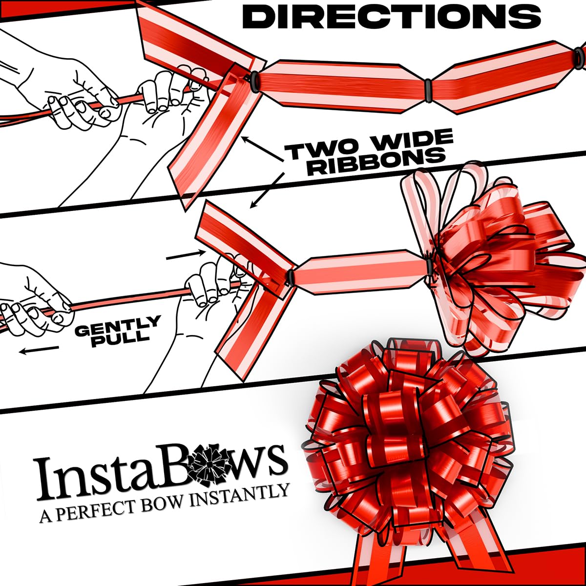5-Pack Red Organza Lace Gift Bows - 5-Inch Large Pull Bows for Gift Wrapping, Christmas, Birthdays & DIY Crafts | Perfect for Holiday Presents, Wedding Favors, Party Decorations & Handmade Projects