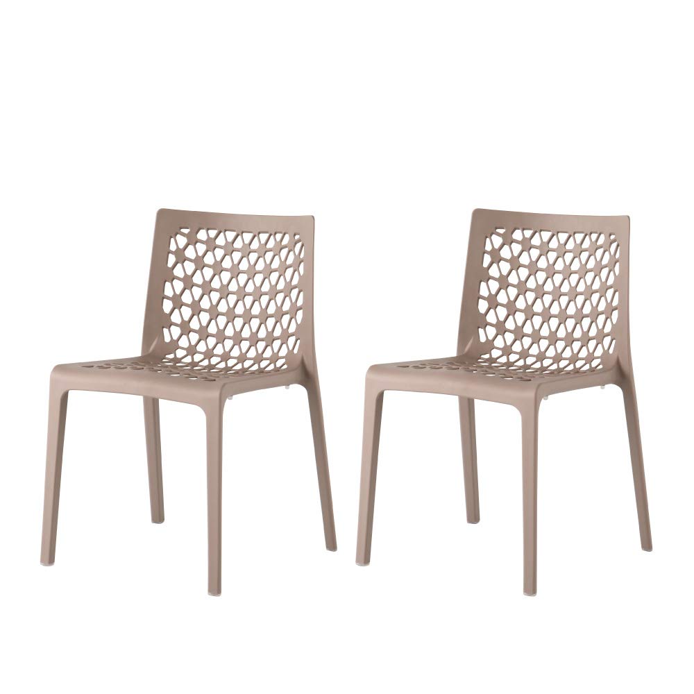 Lagoon Milan Grey Stackable Patio Dining Chairs - Set of 2, Weather-Resistant Outdoor Furniture for Poolside, Garden, and Backyard Relaxation