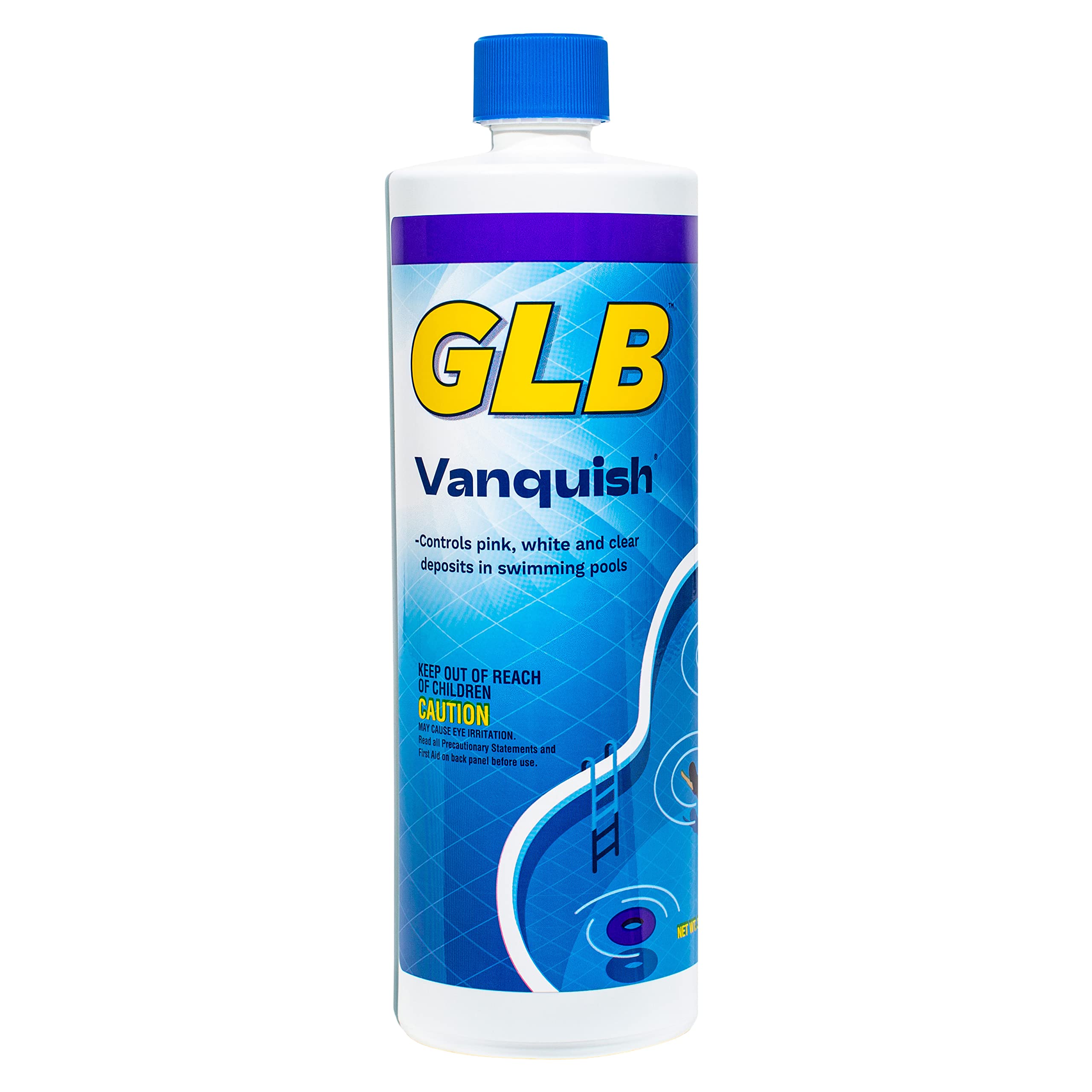 GLB Pool & Spa Products 71118 1-Quart Vanquish Algaecide - Fast-Acting Swimming Pool Algae Killer for Green, Black & Mustard Algae - Ideal for Inground & Above Ground Pools, Spas & Fountains