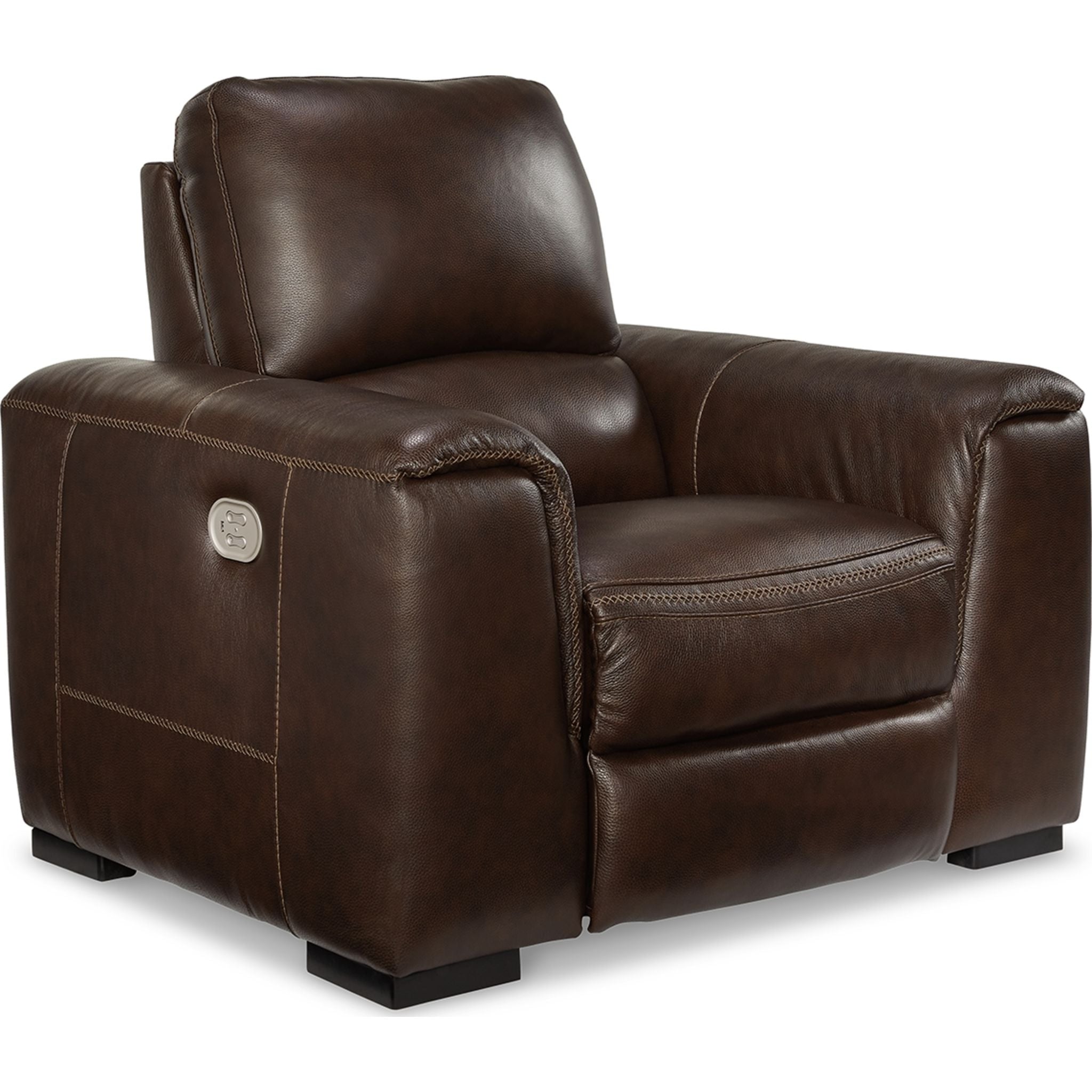 Alessandro Power Recliner Chair - Genuine Walnut Brown Leather with Adjustable Headrest & Lumbar Support - Perfect for Living Room, Home Theater & Office Relaxation