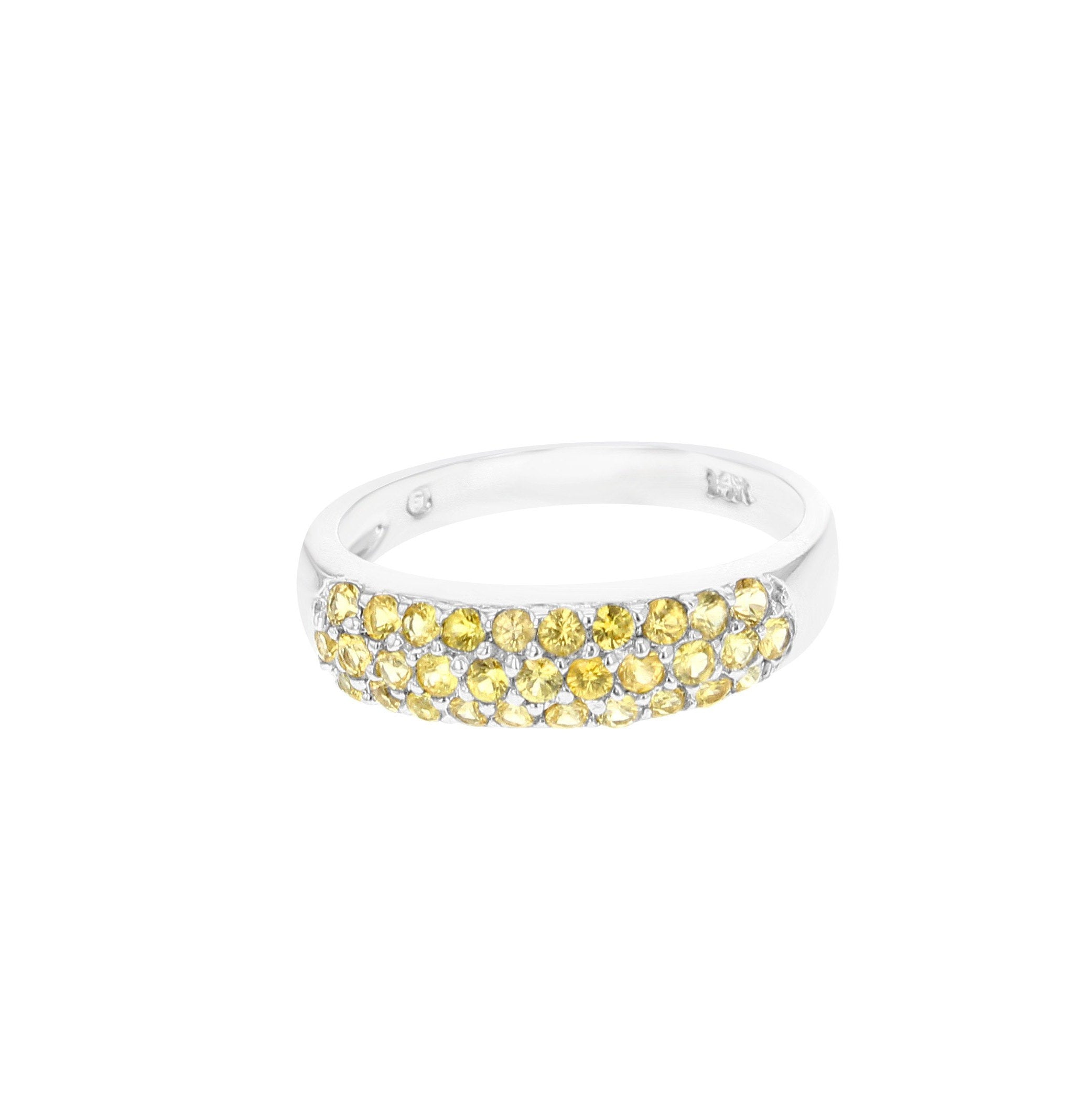 1.00cttw Cluster Citrine Stone Ring in 14k White Gold - Elegant Jewelry for Women, Perfect for Weddings, Parties & Everyday Wear