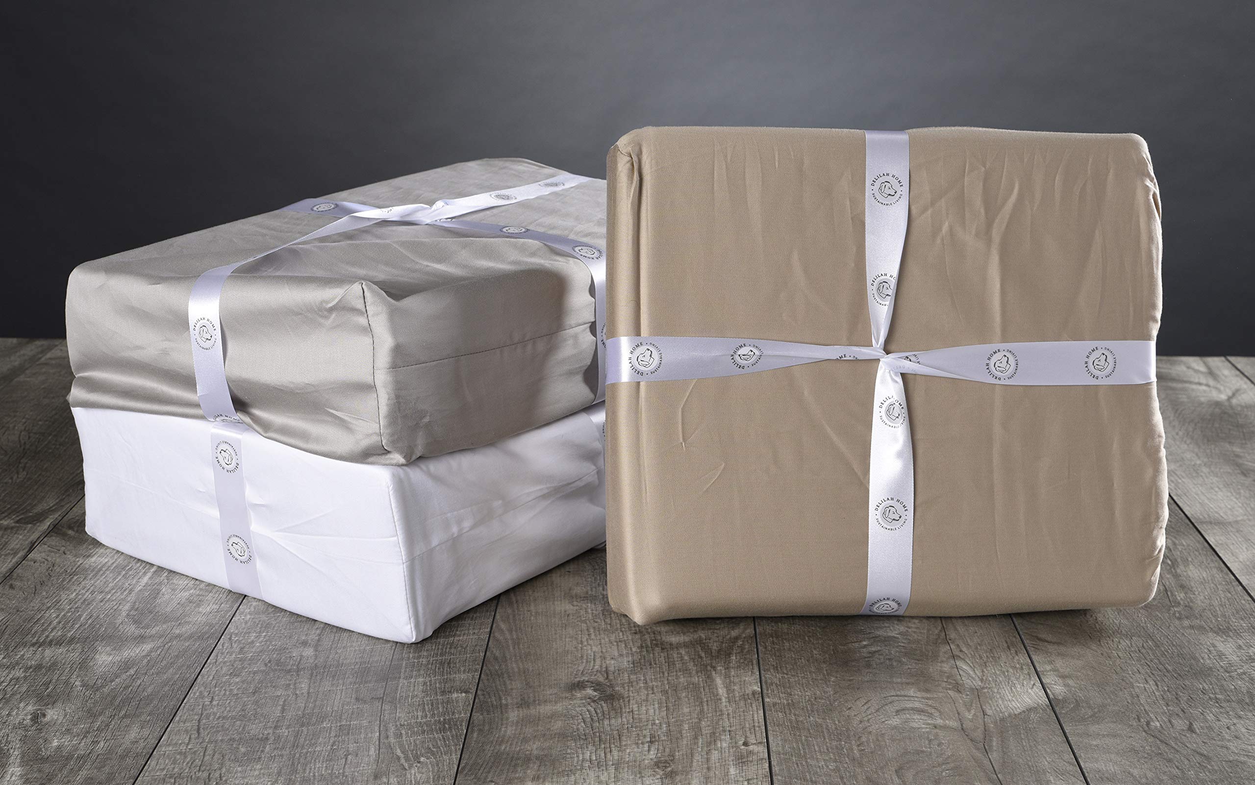 Delilah Home 100% Organic Cotton King Size Sheet Set - 4 Piece Bedding Set with Flat Sheet, Fitted Sheet & Pillowcases (300 TC, Grey) | Sustainable & Eco-Friendly Luxury Bed Sheets for Master Bedroom, Guest Room or Vacation Home