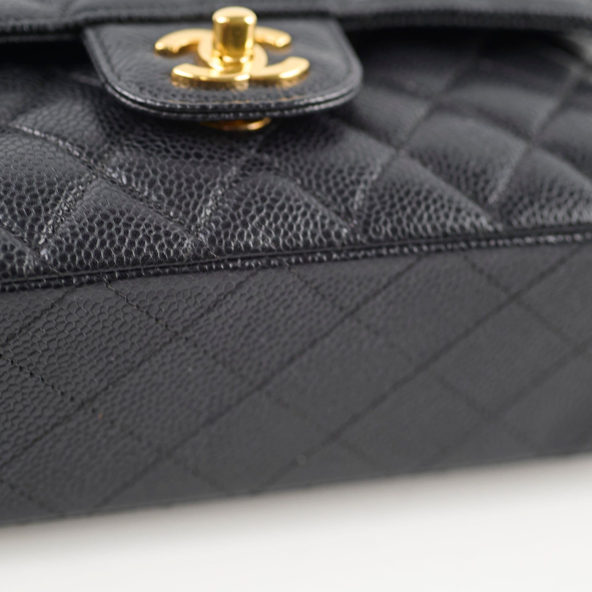 Chanel Medium/Large Caviar Double Classic Flap Black Handbag - Luxury Designer Shoulder Bag for Women | Perfect for Work, Evening Events & Special Occasions