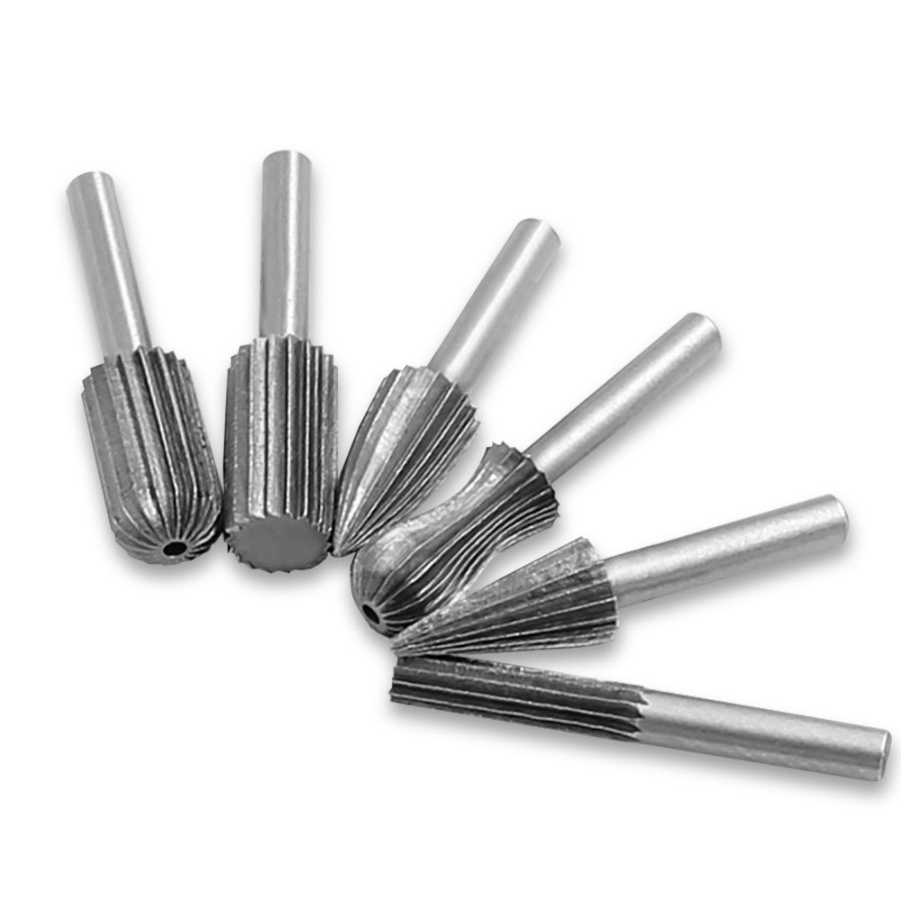 6-Piece Rotary Cutting Burr Set - 6mm Round Shank Grinder Bits for Woodworking, Metal Carving & DIY Projects - Perfect for Engraving, Shaping & Detail Work on Wood, Plastic & Soft Metals