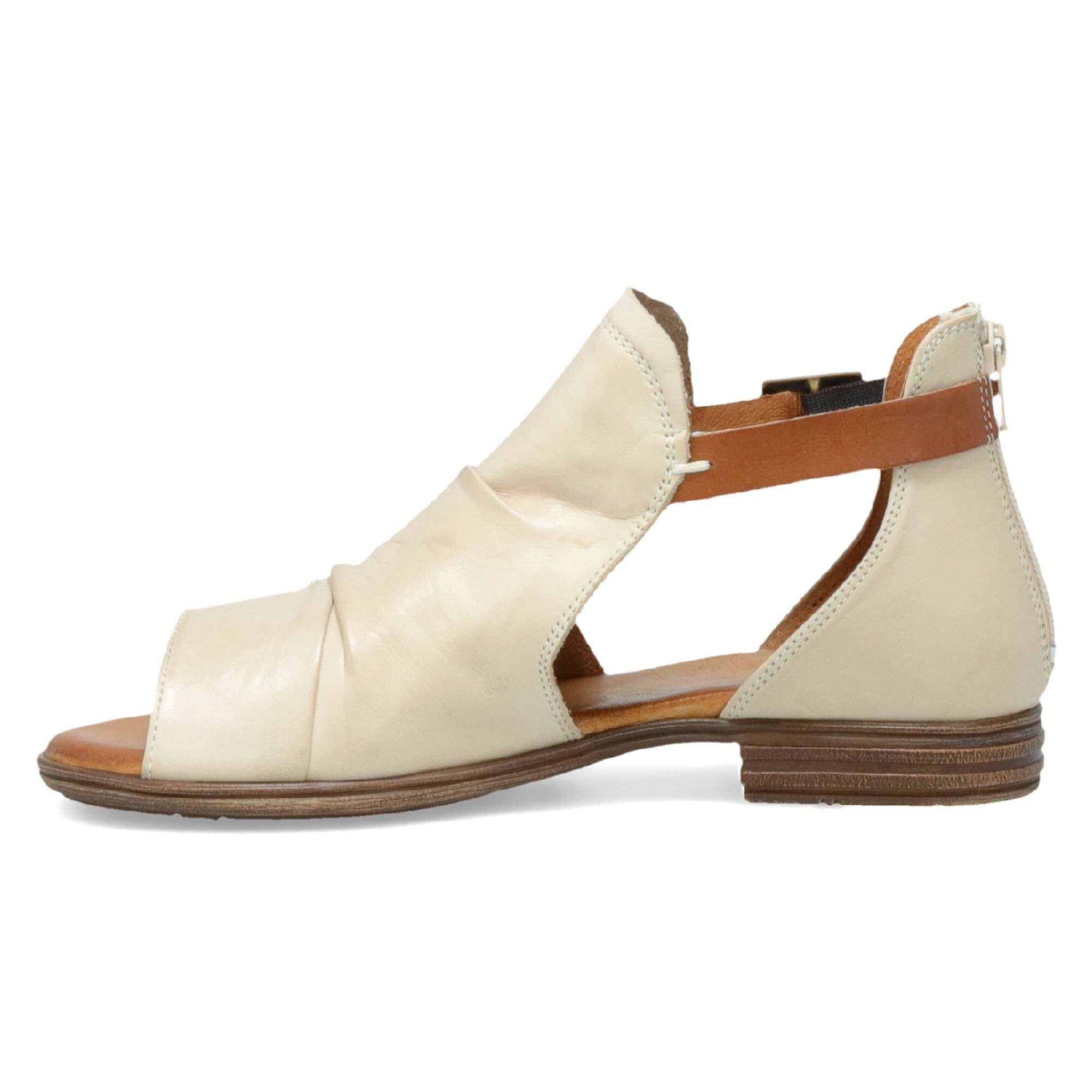 Miz Mooz Dipper Women's Leather Sandals - Peep Toe Buckle Strap Sandals with Open Sides - Comfortable Casual Summer Shoes for Beach, Vacation & Everyday Wear