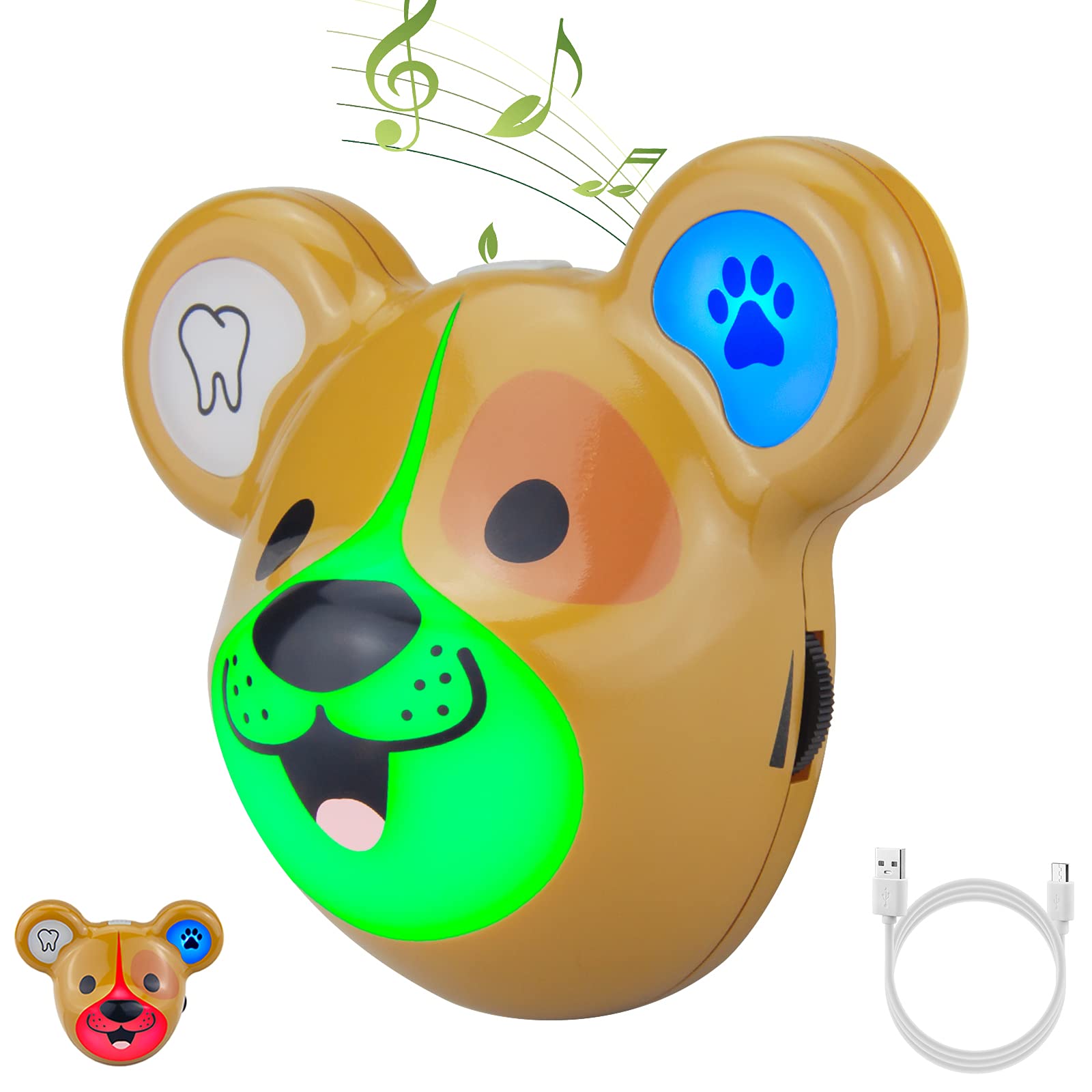 LUXSWAY Cute Animal Toothbrush Timer with Music & Volume Control - 2-Minute Brushing & 20-Second Handwashing Training for Kids - Rechargeable LED Visual Timer (Dog Design) - Perfect for Bathroom, Kids' Dental Hygiene & Handwashing Routine