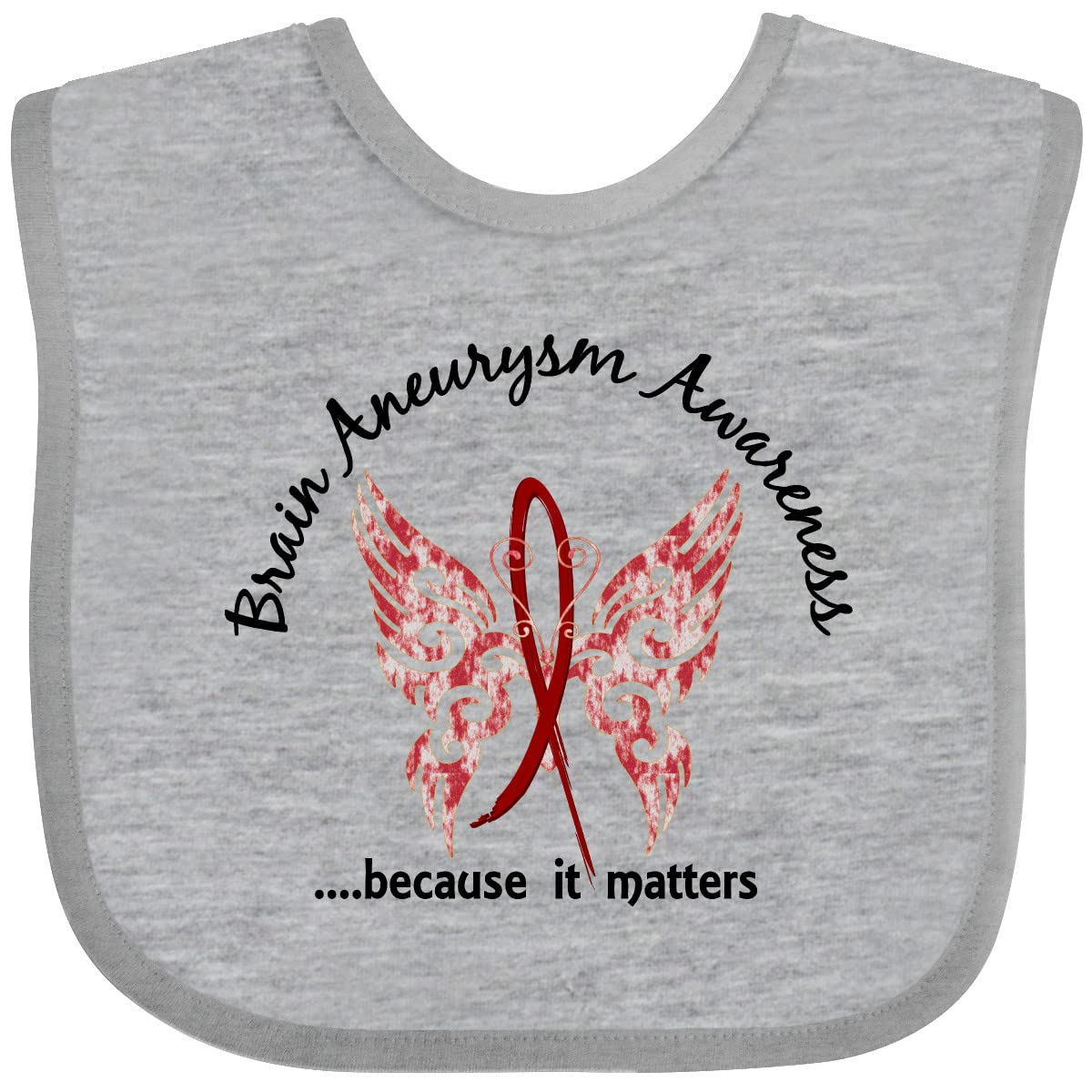 Inktastic Brain Aneurysm Awareness Butterfly Design 6.1 Inch Baby Bib - Soft Cotton Feeding Bib for Infants & Toddlers - Perfect for Mealtime, Daycare, and Raising Awareness