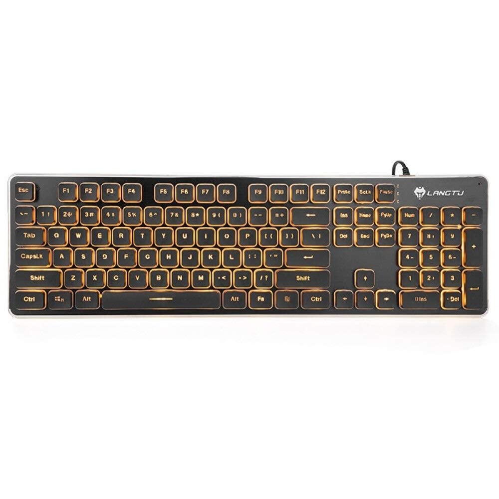 TQBLK Ultra-Thin Mechanical Feel Keyboard - USB Wired Silent Gaming Keyboard for PC & Laptop - Punk Film Design (Black/Green & Black/Orange) - Perfect for Home Office, Typing & Gaming