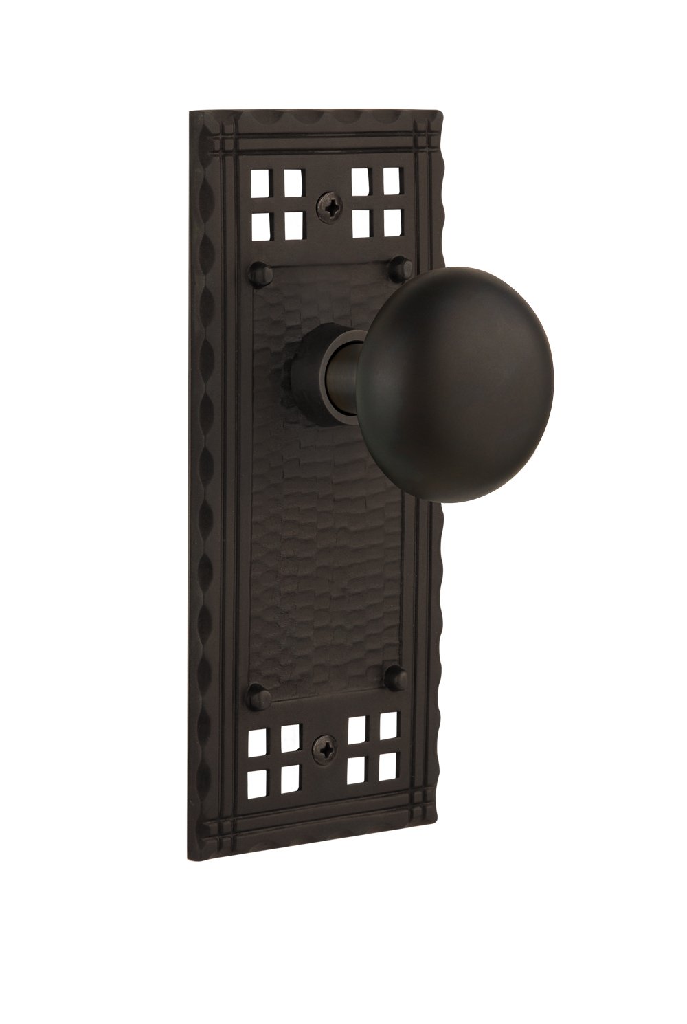 Vintage Style Craftsman Door Plate with New York Knob - 2.75