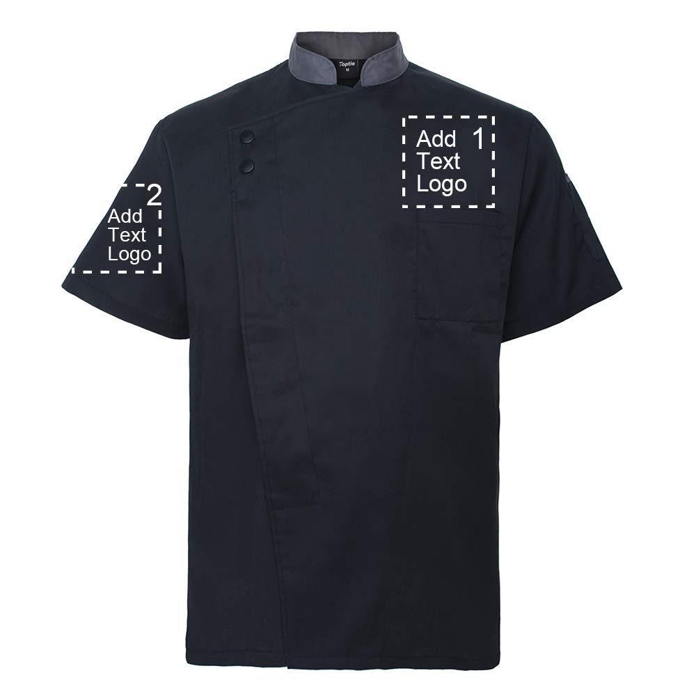 TopTie Custom Chef Coat - Short Sleeve Professional Chef Jacket with Heat Transfer & Embroidery Options - Personalized Kitchen Uniform for Chefs, Cooks & Culinary Students - Perfect for Restaurants, Catering & Cooking Classes