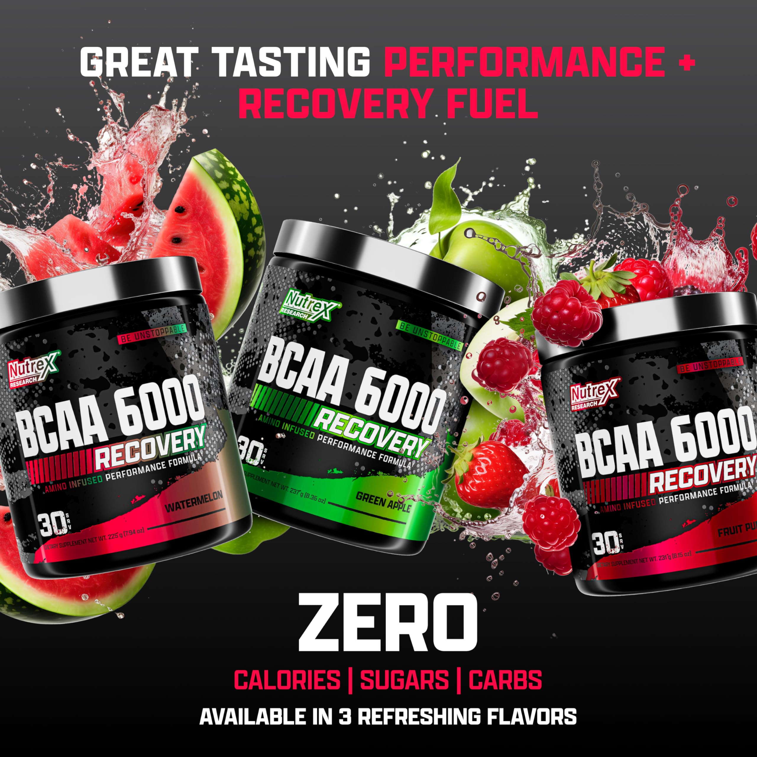 Nutrex Research BCAA Powder 6000 - 6g Branched Chain Amino Acids Supplement for Muscle Recovery & Growth - Post Workout Energy Drink with Essential Amino Acids (Fruit Punch, 30 Servings) - Ideal for Gym Training, Bodybuilding & Fitness Enthusiasts