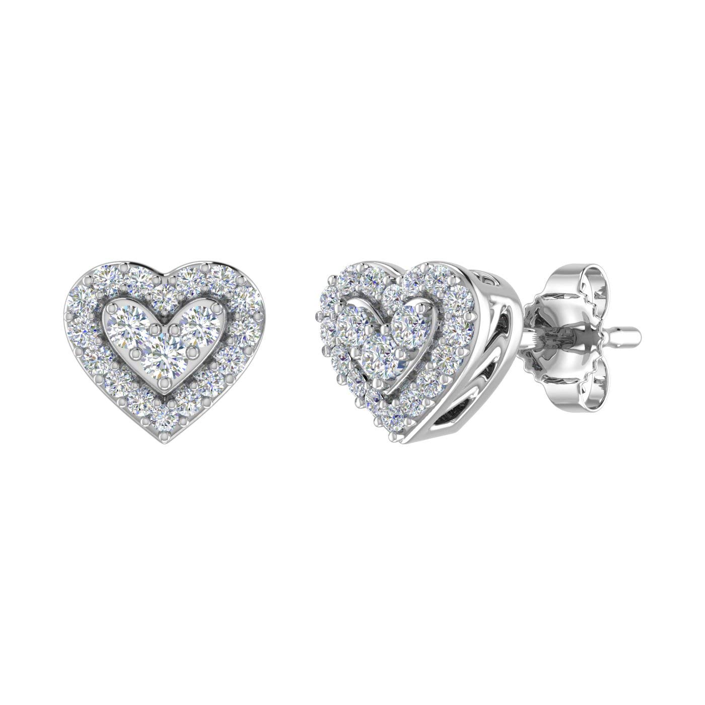 1/5 Carat Diamond Heart Shaped Stud Earrings in 10K Gold - IGI Certified | Valentine's Day Gift, Anniversary Jewelry, Romantic Present for Her