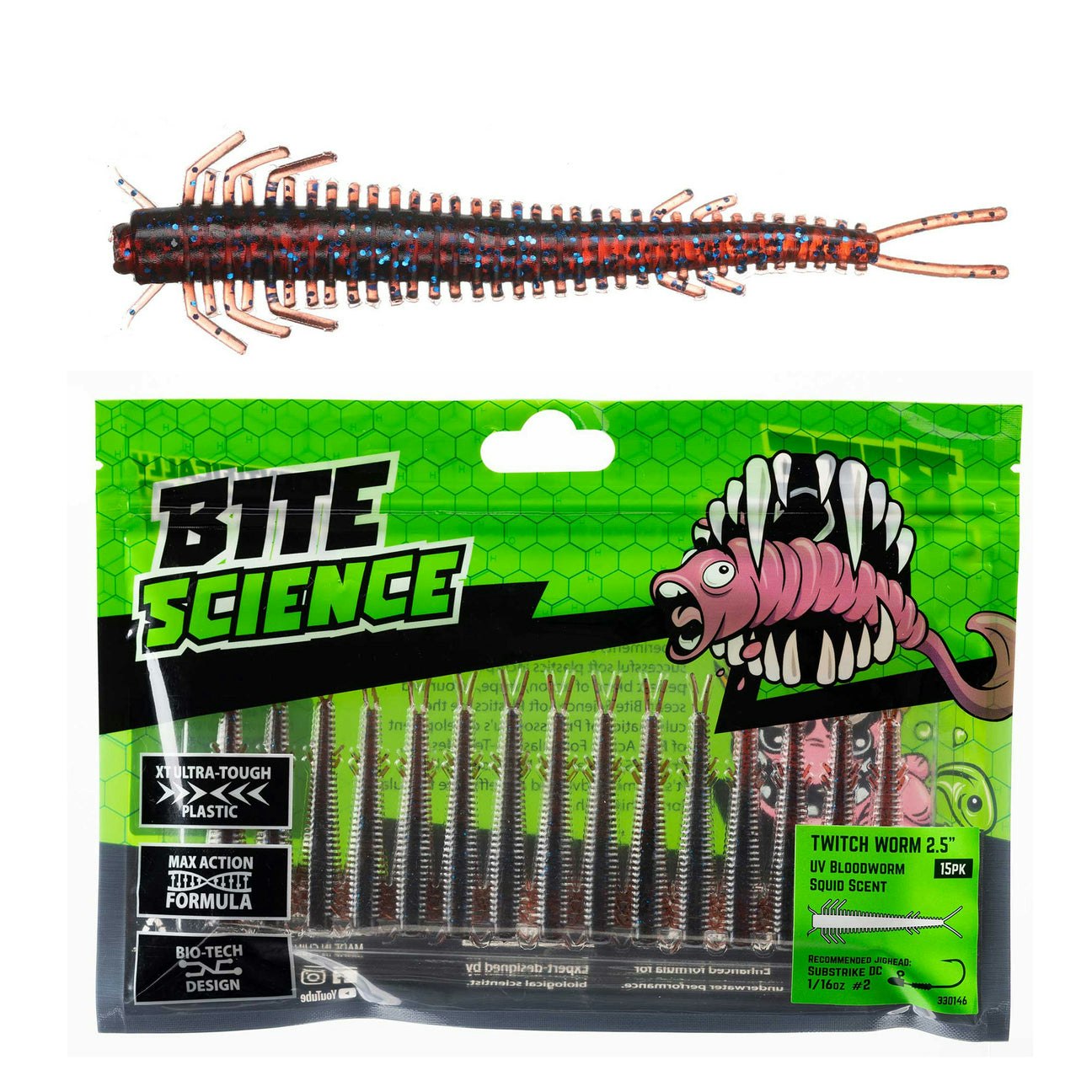 Bite Science Twitch Worm Lures - Premium Soft Plastic Fishing Baits for Bass, Trout & Walleye - Ideal for Freshwater & Saltwater Fishing Adventures