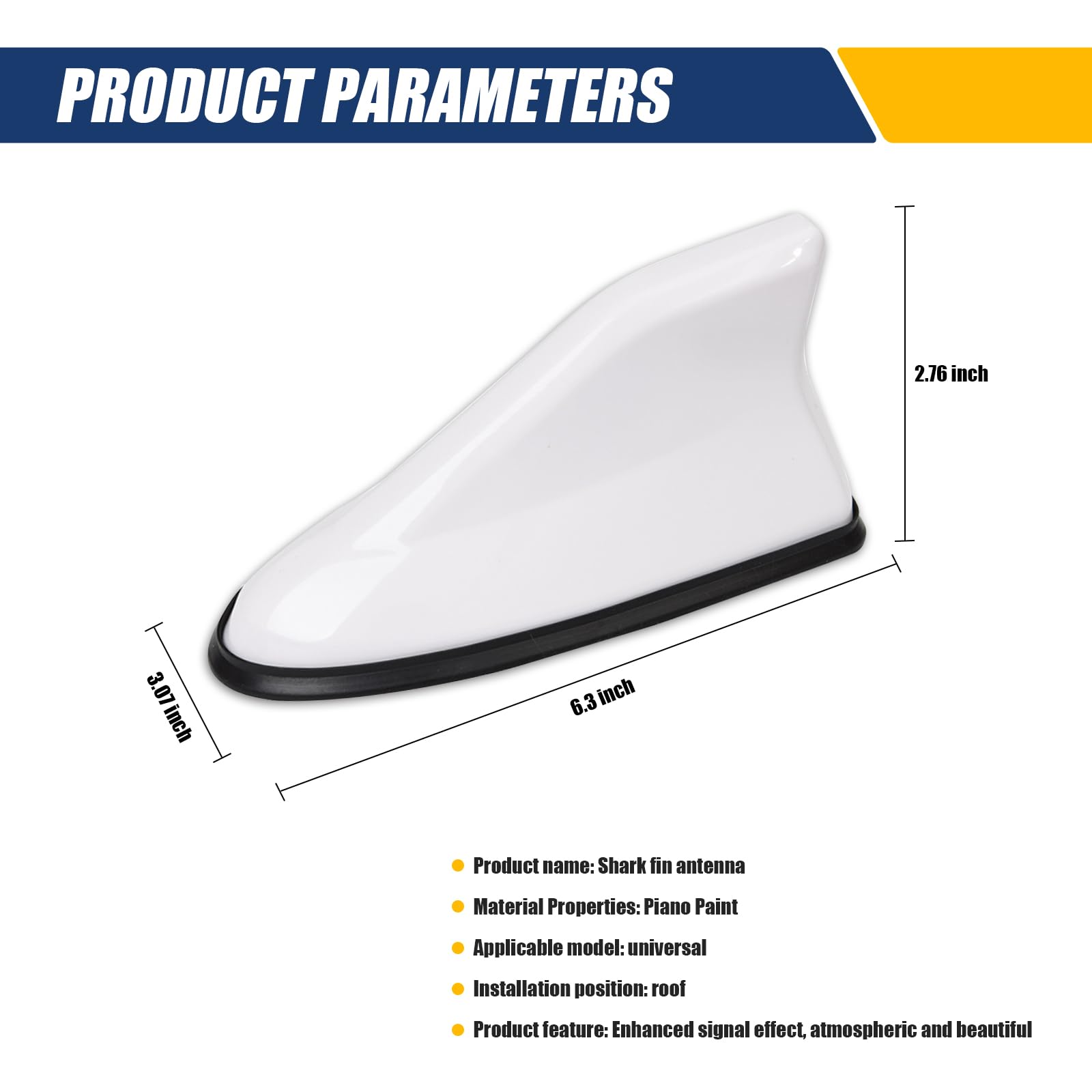 1 PC Universal Car Shark Fin Antenna - ABS AM/FM Radio Signal Receiver Cover for Most Cars, SUVs & Vans (White) | Stylish Automotive Exterior Upgrade for Enhanced Vehicle Appearance
