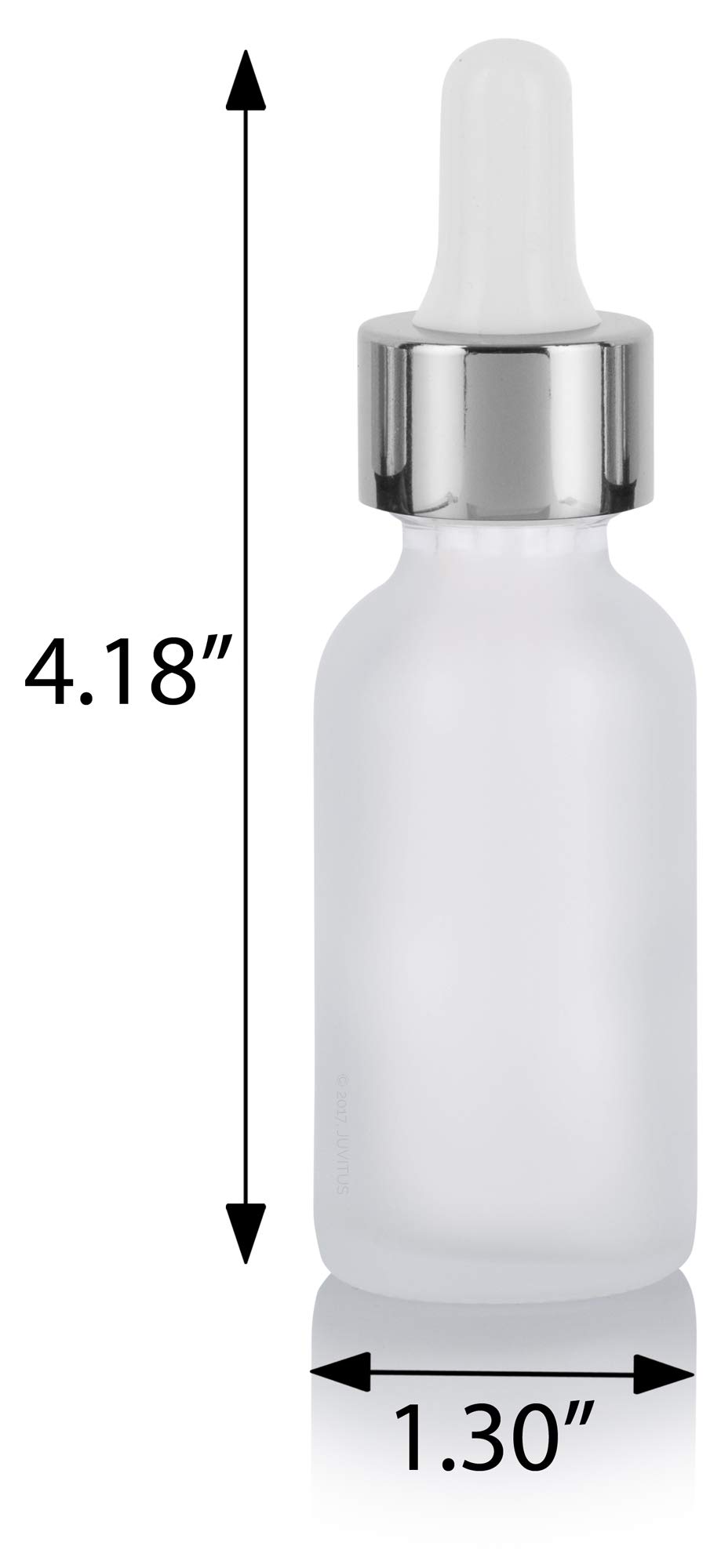 JUVITUS 12-Pack 1 oz Clear Frosted Glass Boston Round Bottles with Silver Metal Dropper & Funnel - Essential Oil Dropper Bottles, DIY Perfume Containers, Travel-Sized Liquid Storage for Home & Beauty Use
