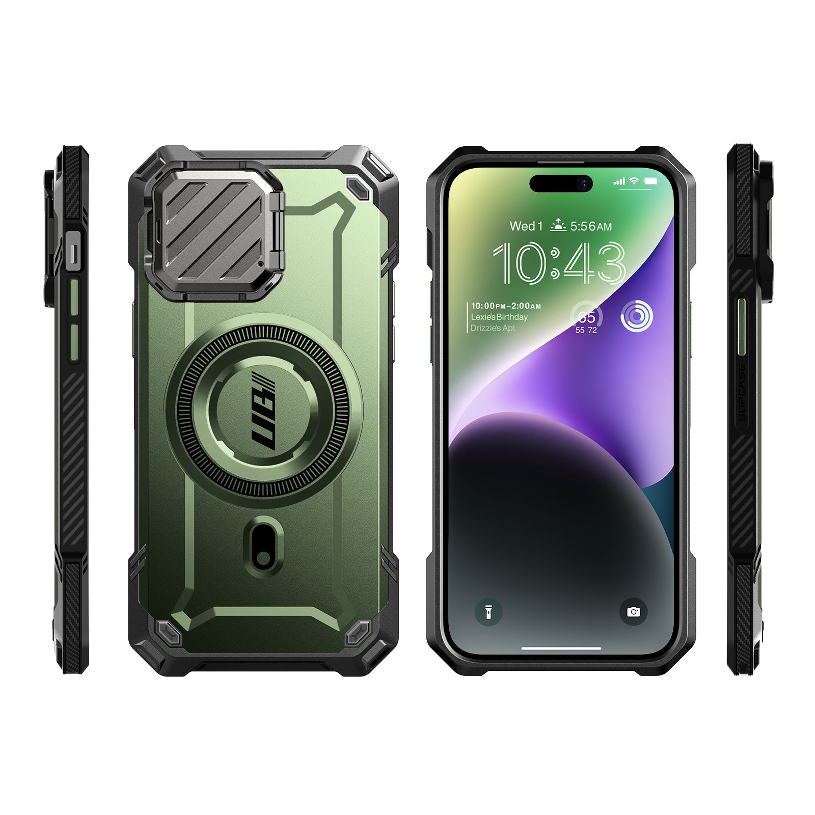 iPhone 14 Pro Max 6.7 Inch Unicorn Beetle MAG XT MagSafe Holster Case - Dark Green Protective Cover with Secure Clip | Perfect for Outdoor Adventures, Work & Daily Use