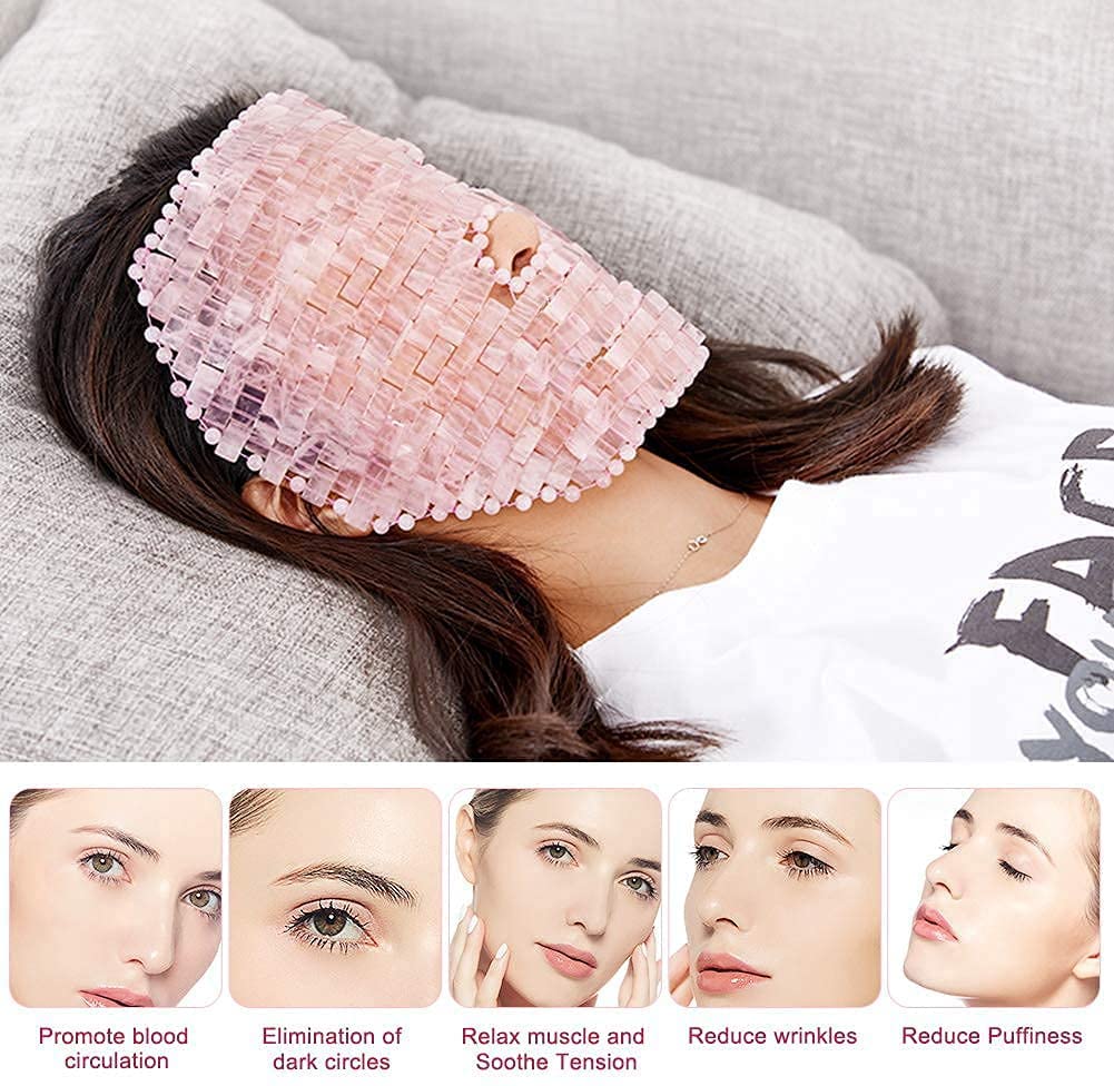 Rose Quartz Face Mask & Gua Sha Comb Set - Handmade Scalp Massage Tool with Polished Round Teeth for Relaxation & Therapy - Perfect Gift for Women (Spa, Self-Care, Stress Relief)