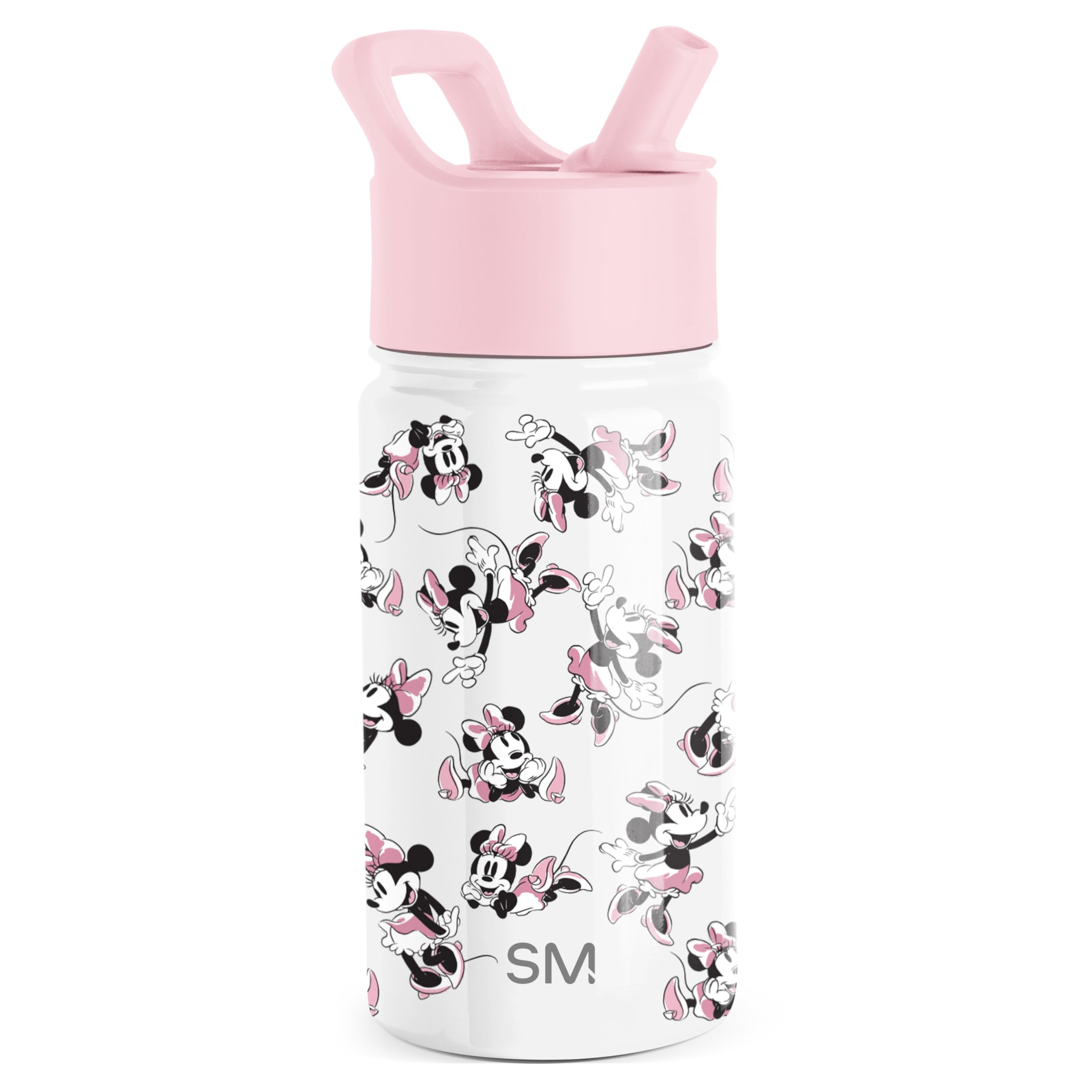 Simple Modern Disney Minnie Mouse Kids Water Bottle with Straw Lid - Insulated Stainless Steel Tumbler for Girls, School, Travel & Sports | Summit Collection | 14oz, Minnie Mouse Retro Design | BPA Free Reusable Drinkware for Children
