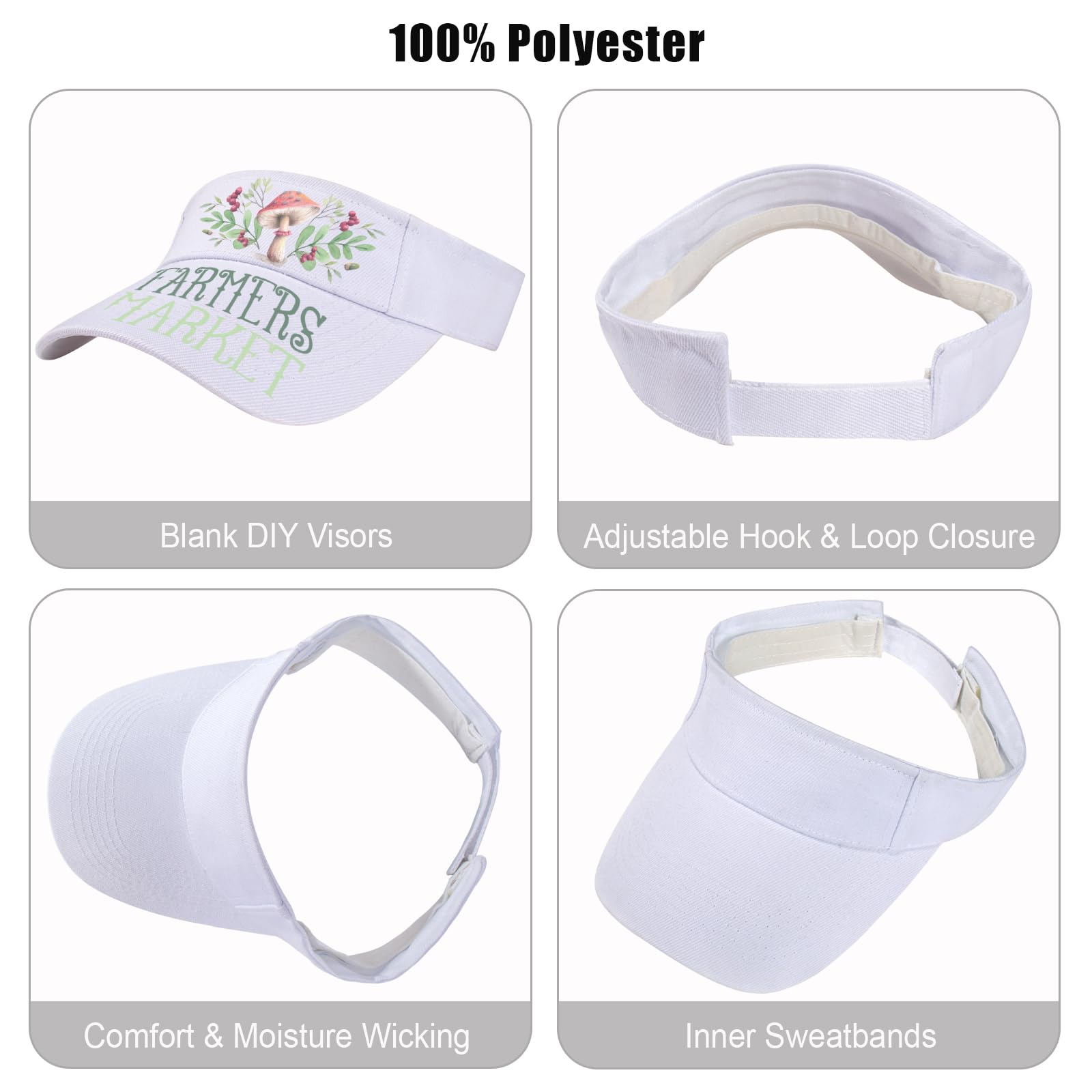 Ultrafun Adjustable Unisex Sports Sun Visor Cap with UV Protection for Beach, Pool, Golf, Tennis & Outdoor Activities