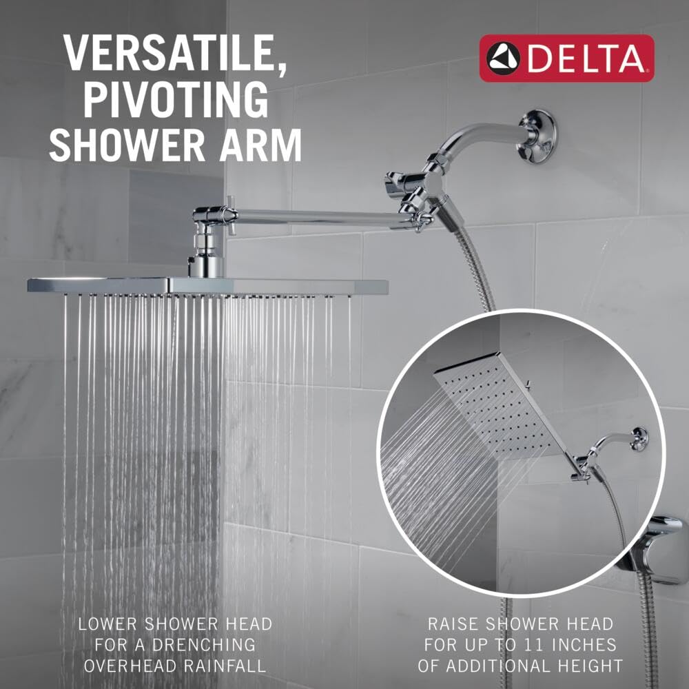 Delta Faucet 10-inch Raincan Shower Head & Handheld Shower Combo - Chrome Square Rainfall Shower Head with High Pressure 1.75 GPM Flow - Perfect for Luxurious Spa-Like Bathroom Experience
