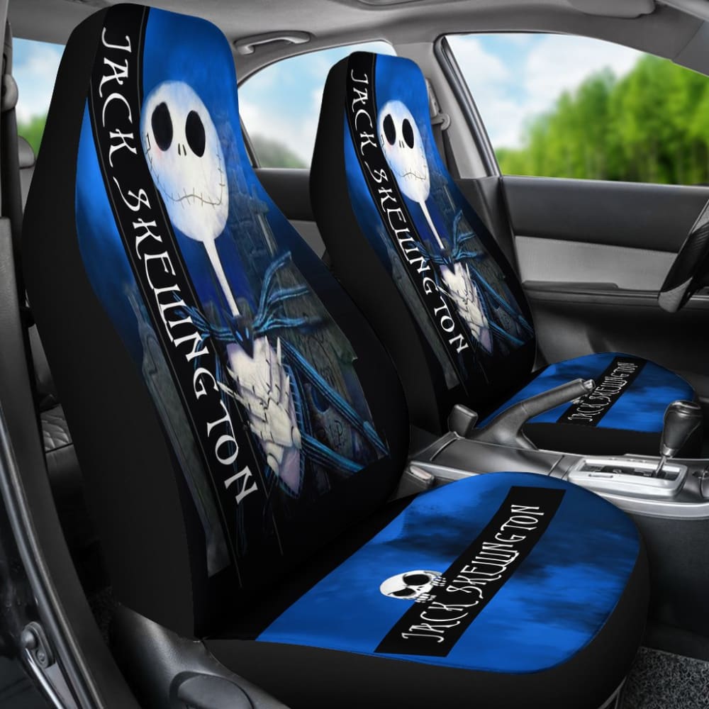 2Pcs Jack Skellington Car Seat Covers for Disney Fans - Universal Fit 98-101819 - Perfect for Halloween & Christmas Decorations