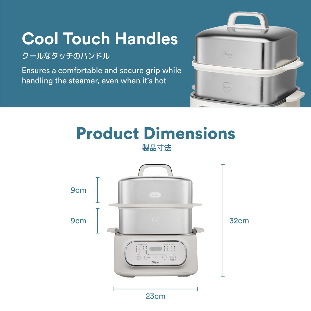 Toyomi ST 2318 Electric Stackable Food Steamer - 3-Tier Multi-Function Rice Cooker & Vegetable Steamer for Healthy Cooking | Perfect for Meal Prep, Dumplings & Family Dinners