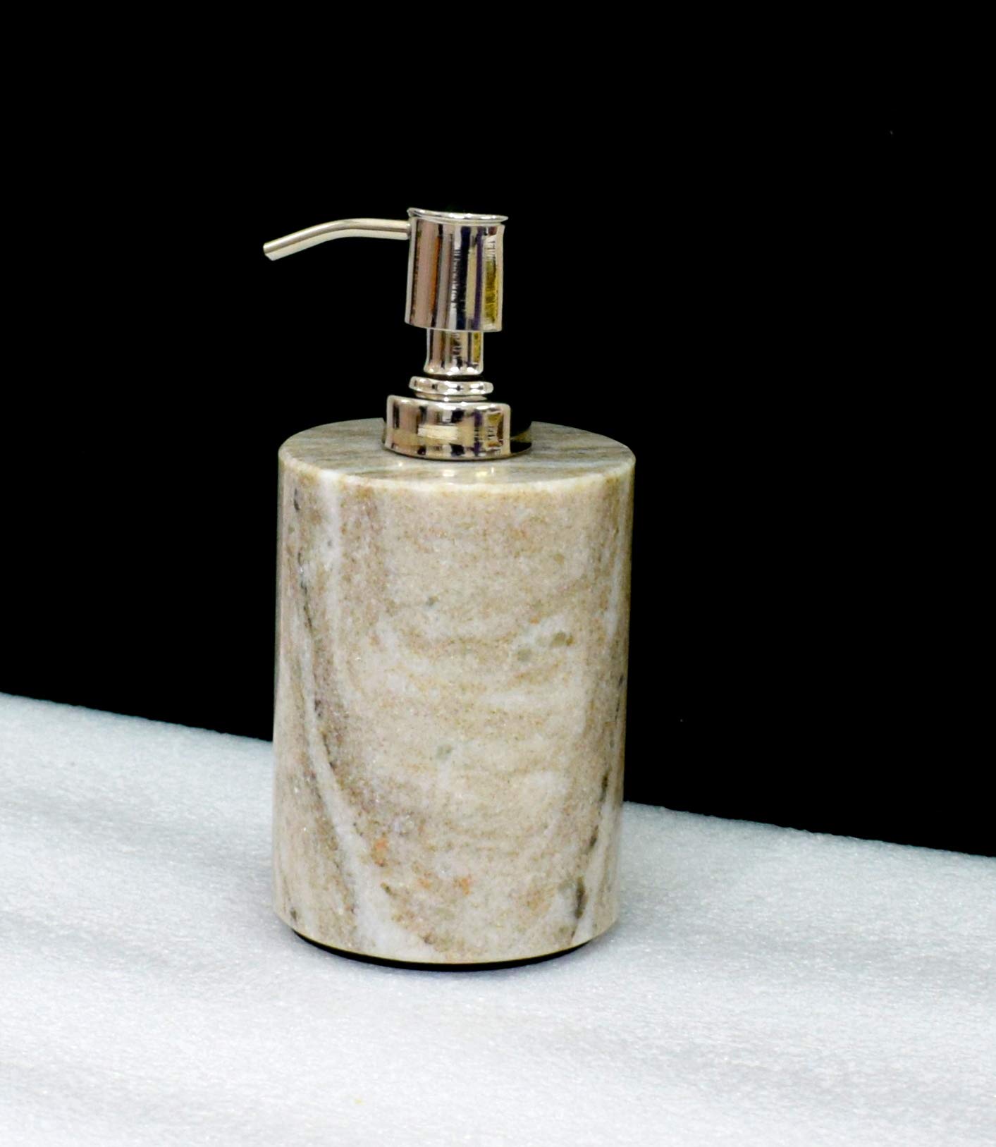 Natural Stone Liquid Soap Dispenser with Chrome Polish Pump - Handcrafted Stone Soap Dispenser for Bathroom, Kitchen, Luxury Hotel | Elegant Brown Home Decor for Spa, Guest Bath & Powder Room