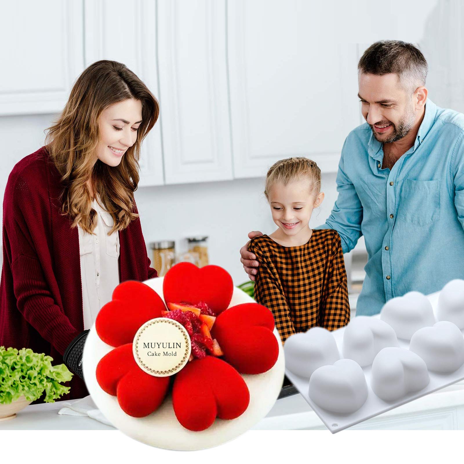 3D Heart Chocolate Molds - 8 Cavity Silicone Baking Molds for Valentine's Day Chocolate, Cake Decorating & DIY Candle Making - Perfect for Romantic Gifts, Wedding Favors and Anniversary Treats