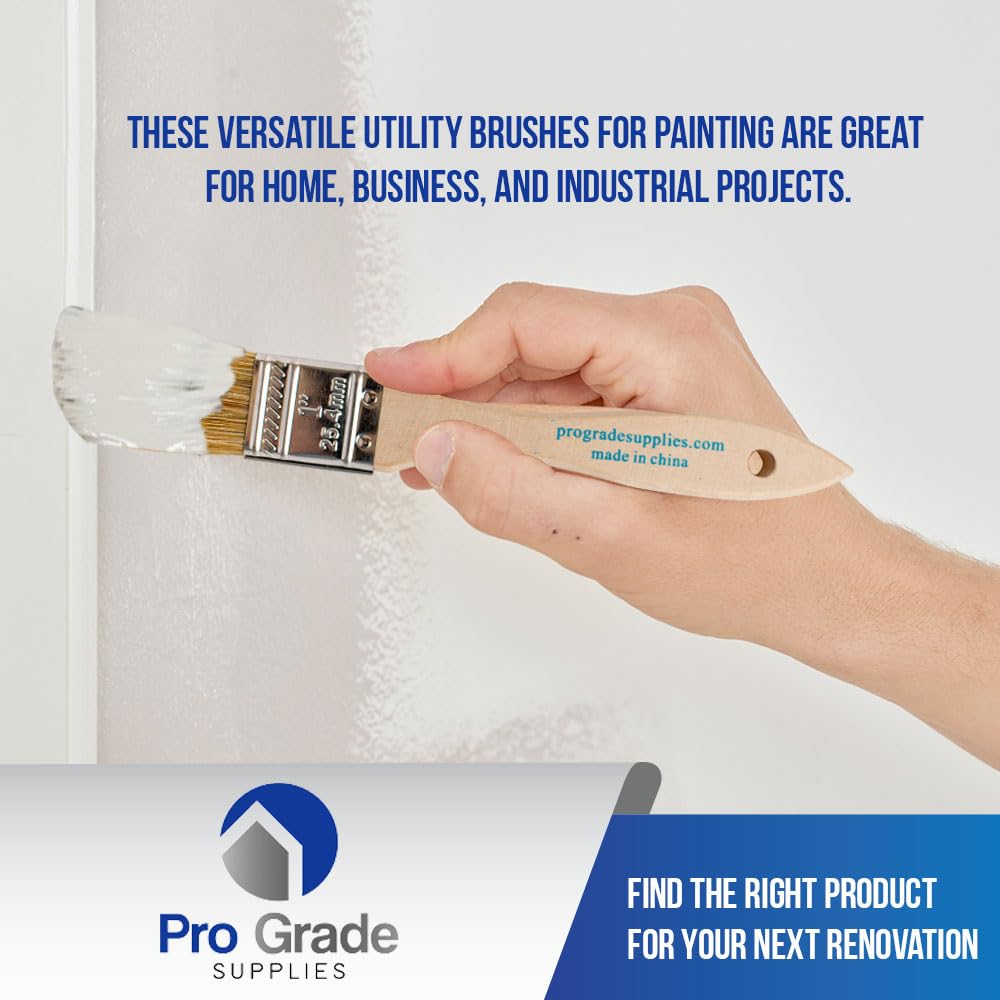 Professional Grade 1 Inch Chip Paint Brushes - Pack of 24 - Light Brown Wood Handles - Perfect for DIY Projects, Home Renovation & Furniture Painting