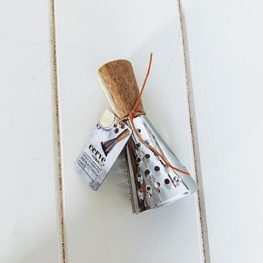 Premium Acacia Wood Grater with Stainless Steel Blades - 10cm Kitchen Tool for Cheese, Chocolate & Spices - Perfect for Cooking, Baking & Garnishing