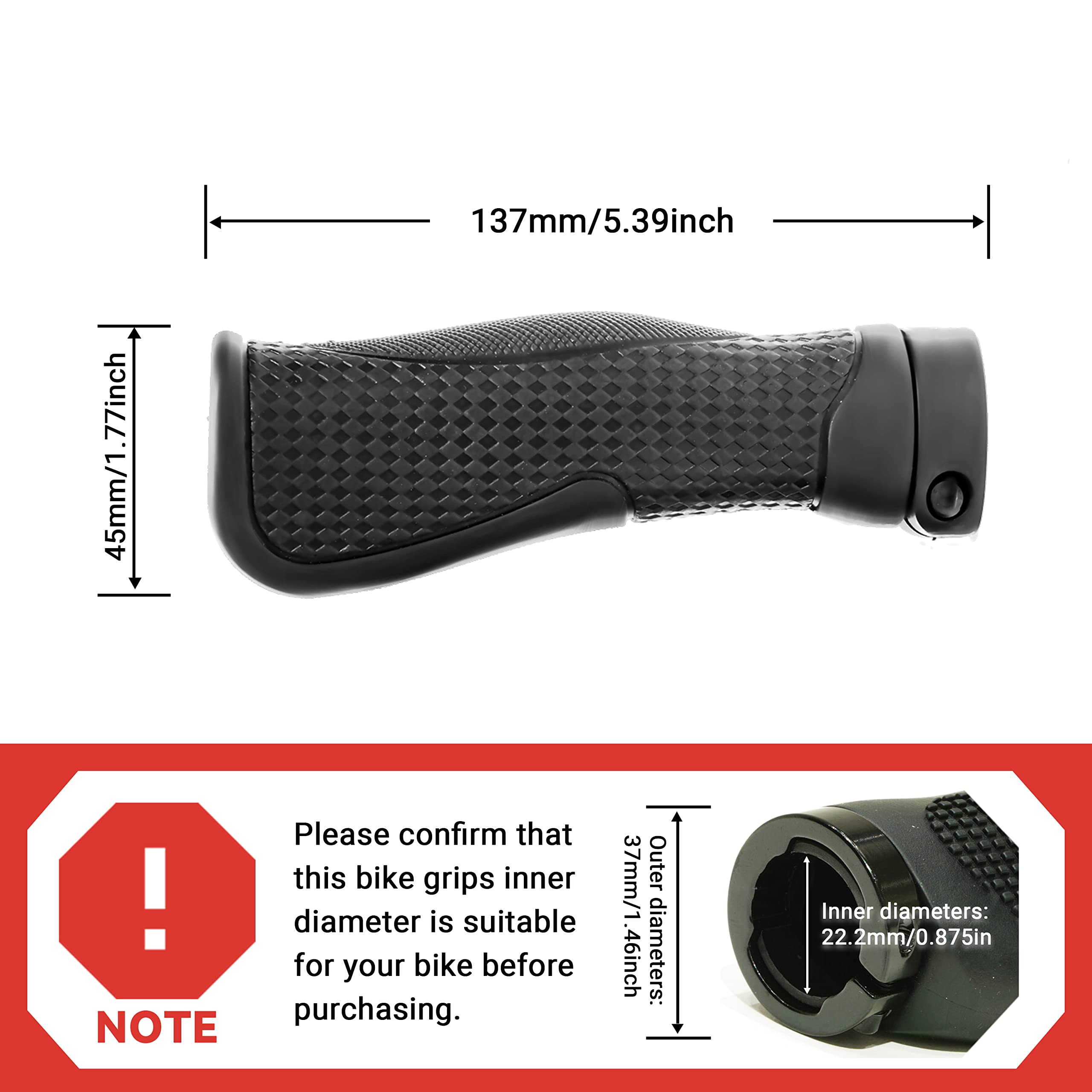 Himiway Ergonomic Lock-On Bike Handlebar Grips - Non-Slip Rubber Bicycle Handle Grip for E-Bike, Scooter & Foldable Bicycle - Perfect for Commuting, Mountain Biking & Urban Riding