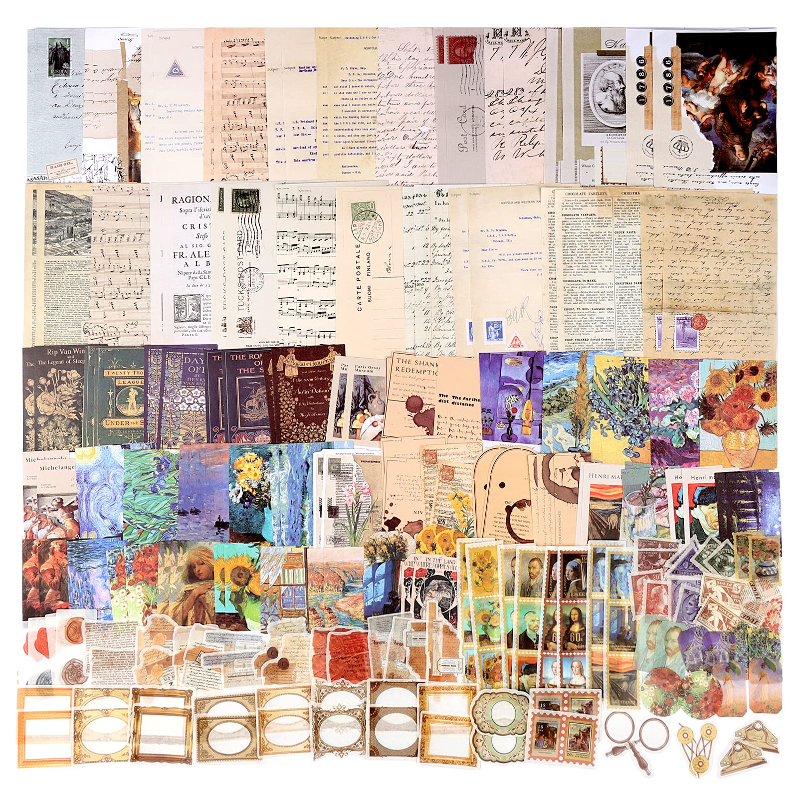 Vintage Junk Journal Kit - 200pcs Scrapbooking Supplies with Decorative Papers, Stickers & Ephemera for Art Journaling, Collage Making & Aesthetic DIY Projects - Perfect for Memory Books, Bullet Journals & Creative Scrapbook Albums