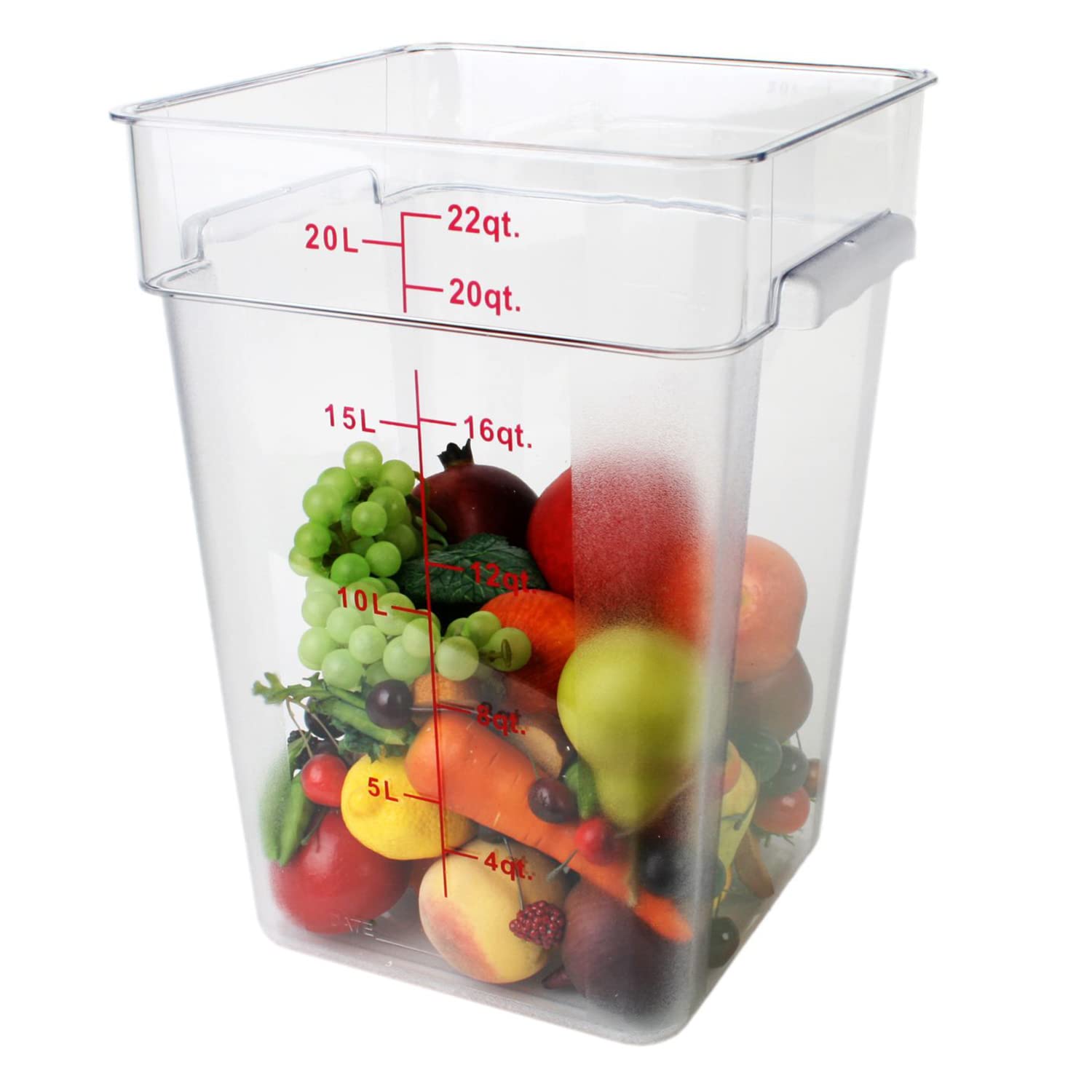 Tiger Chef 22 Quart Commercial Grade Clear Polycarbonate Food Storage Container with Blue Lid - Durable Restaurant & Kitchen Organization for Bulk Food Prep, Meal Storage