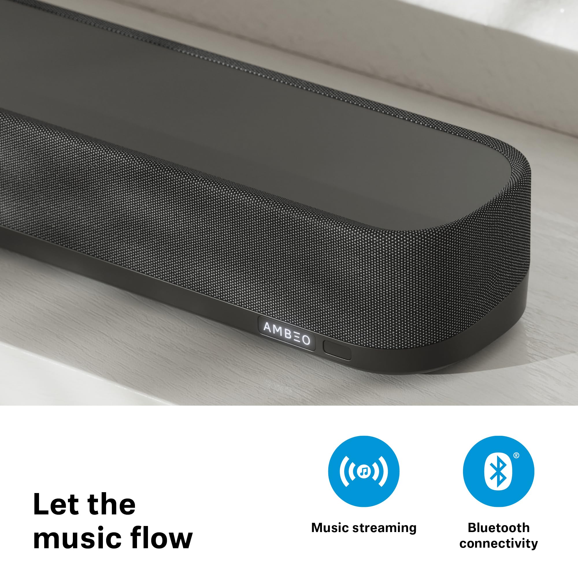 Sennheiser AMBEO Soundbar Mini - Compact 3D Soundbar with Immersive Audio for TV, Movies & Music | Adaptive EQ, Bluetooth/WiFi Connectivity | Perfect for Home Theater & Gaming Setup