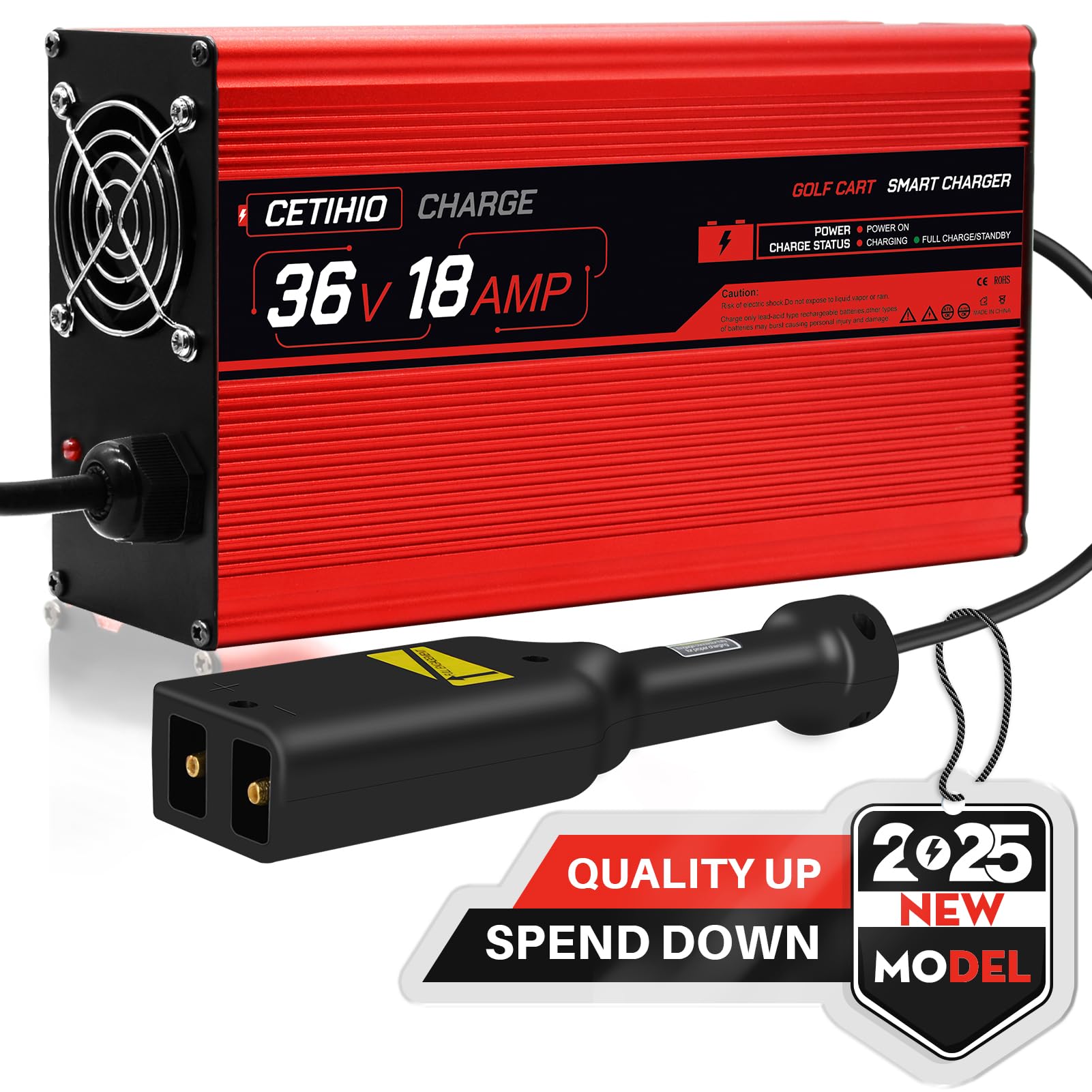 36 Volt Golf Cart Battery Charger for EZGO TXT - 18 AMP Fast Charging with 3.0 Technology (4-6 Hours Full Charge) - D-Plug Replacement - 16FT Cord - Perfect for Home, Course & Storage Charging