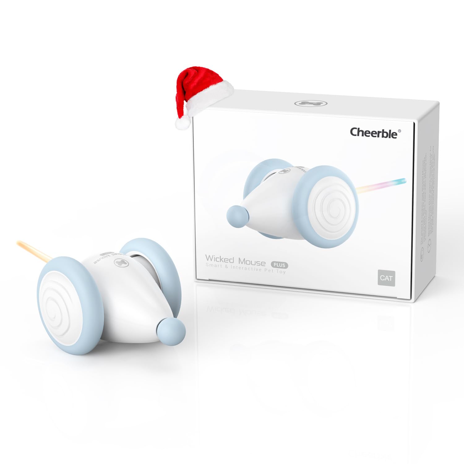2024 Upgraded Cheerble Wicked Mouse Plus - Automatic Interactive Cat Toy with LED Lights, USB Rechargeable, Auto On/Off - Smart Electric Kitten Toy for Indoor Cats - Perfect for Playtime, Exercise & Boredom Relief (Blue)