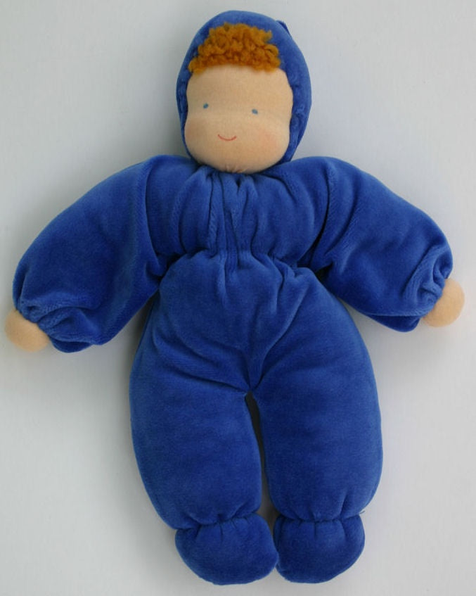 Handmade Evi Cuddle Baby Doll - Soft Plush Dark Blue Stuffed Animal Toy for Newborns & Toddlers | Perfect Nursery Decor, Gift & Cuddling Companion