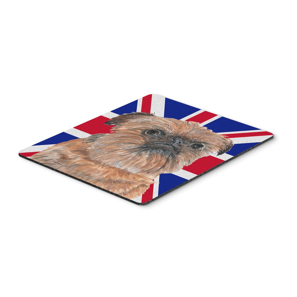 Brussels Griffon with British Flag Mouse Pad - Large Washable Non-Slip Desk Mat for Computer, Laptop & Gaming | Home Office Accessory | Union Jack Design Hot Pad & Trivet for Kitchen Use