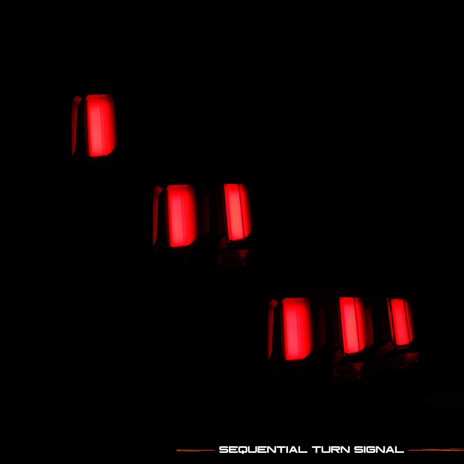 AKKON LED Tail Lights for 2010-2012 Ford Mustang - Black Housing with Red Tube & Sequential Turn Signals (Pair) | Perfect for Night Driving & Car Customization