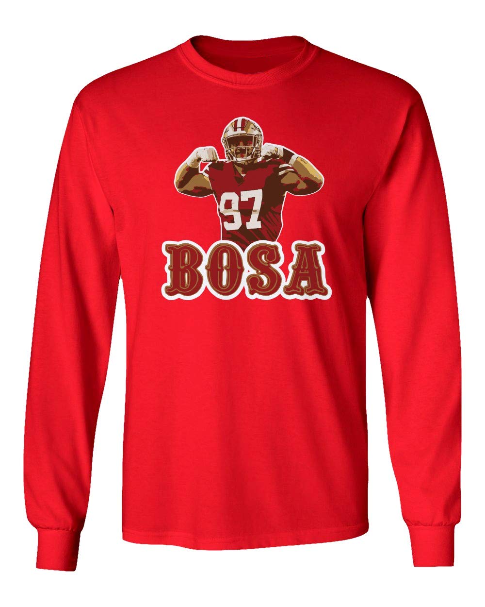 Nick Bosa San Francisco 49ers Long Sleeve T-Shirt for Boys & Girls - Red Youth Small | NFL Football Fan Gift, Game Day Outfit, School Spirit Wear