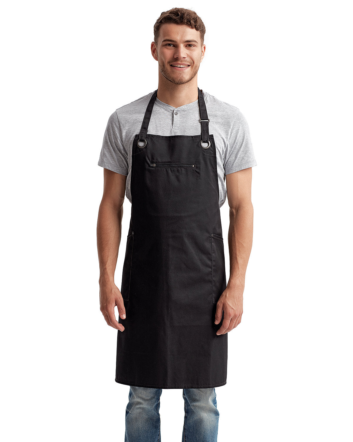 Reprime RP121 Unisex Barley Contrast Stitch Recycled Bib Apron - Artisan Collection | Eco-Friendly Kitchen & BBQ Apron for Cooking, Grilling & Crafting